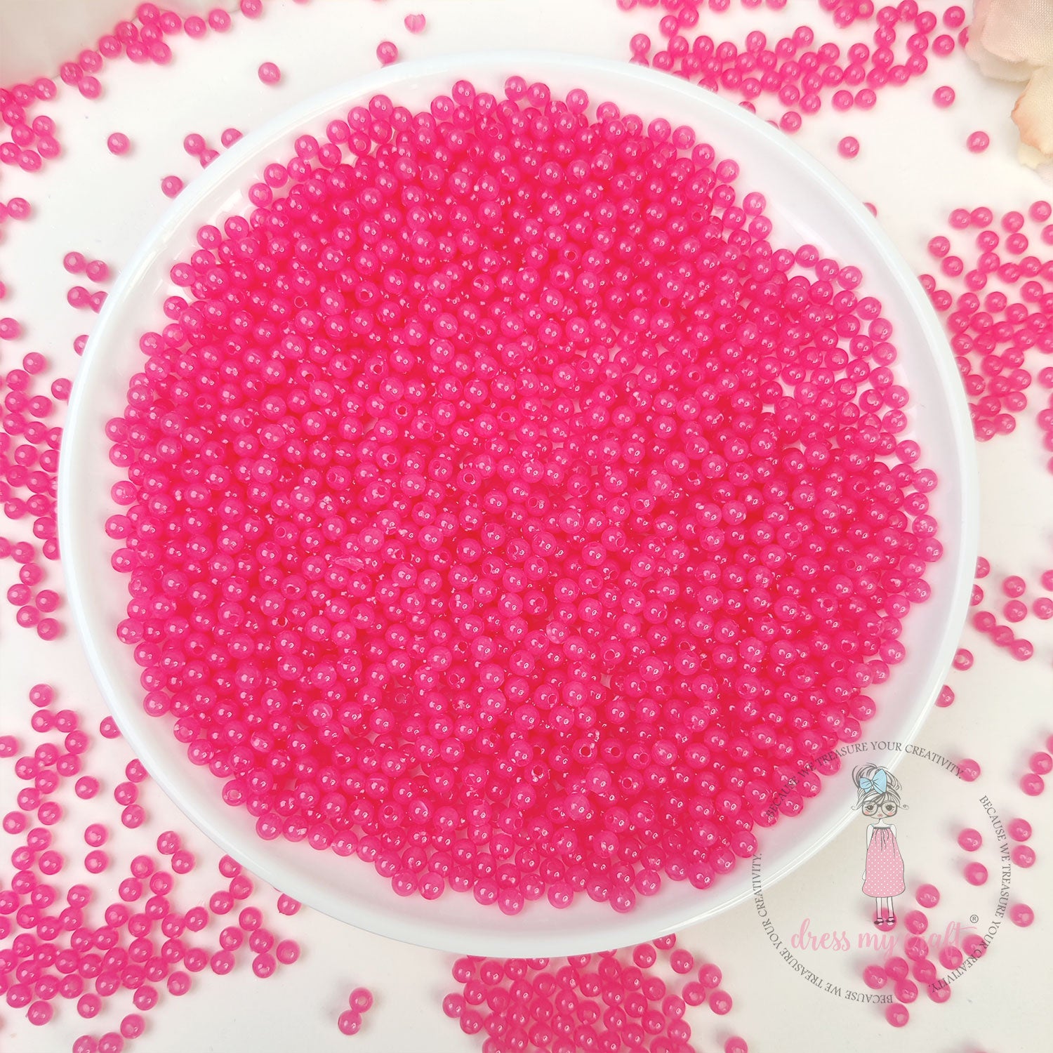 Round Acrylic Beads - French Pink