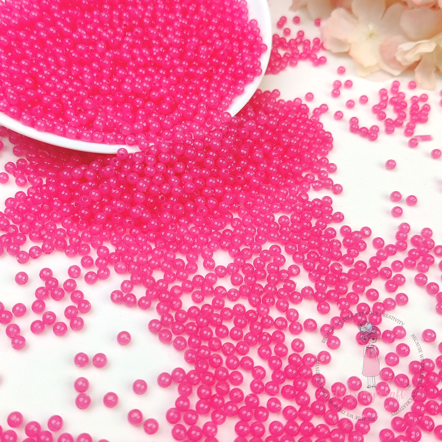 Round Acrylic Beads - French Pink