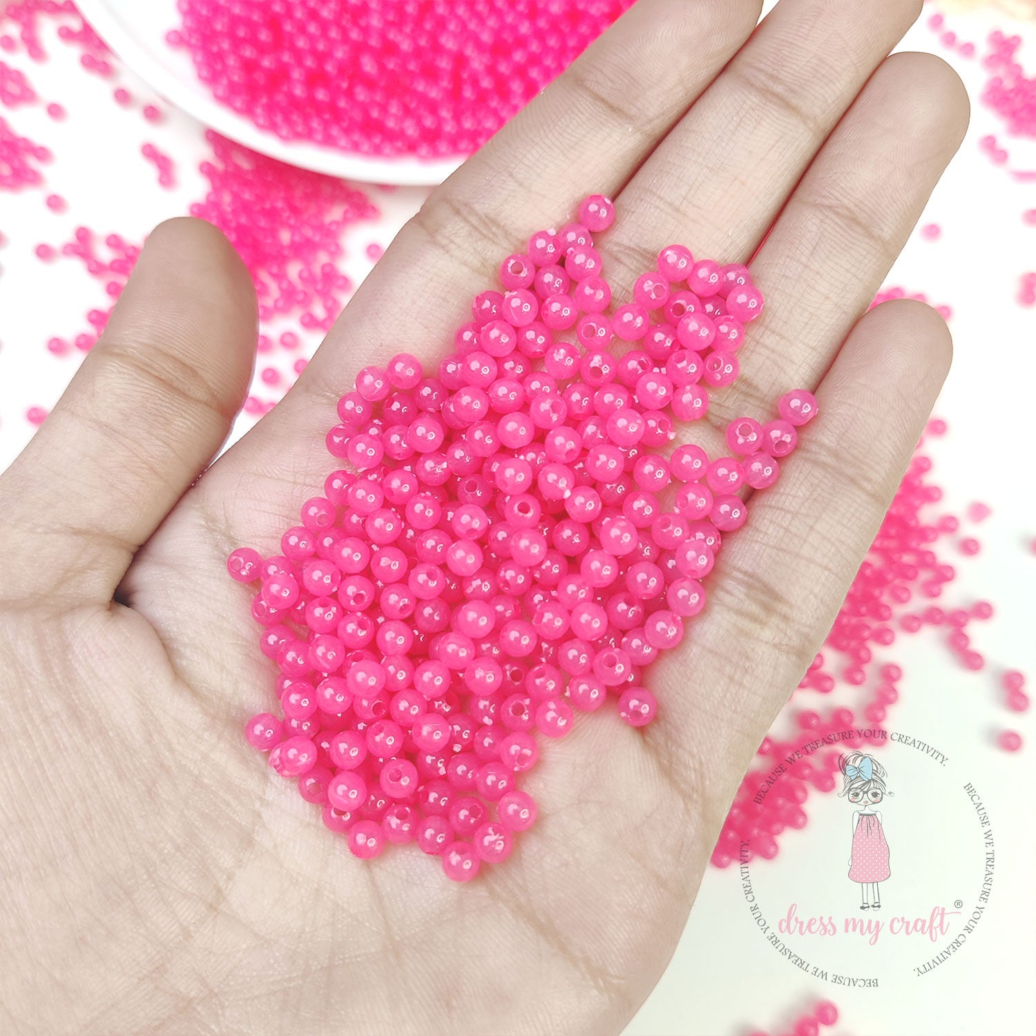 Round Acrylic Beads - French Pink