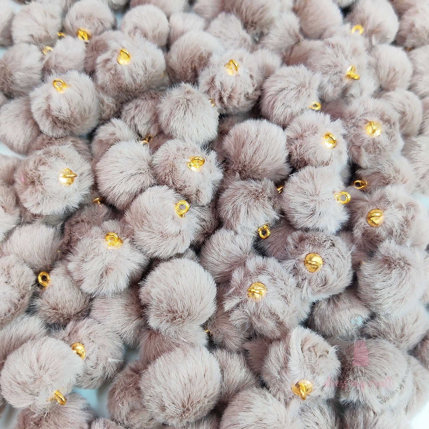 Pastel Pom Poms With Loop - Dark Brown