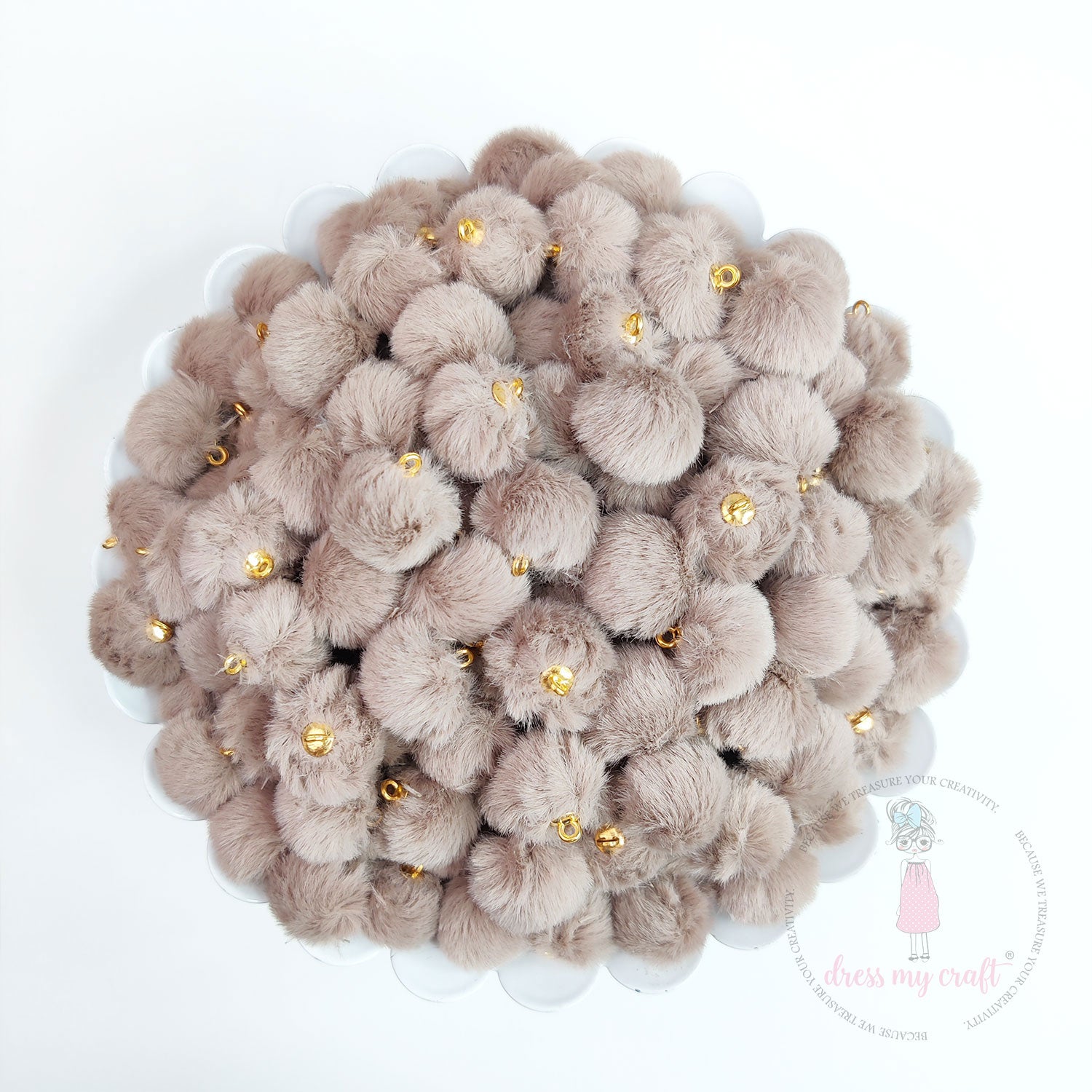 Pastel Pom Poms With Loop - Dark Brown