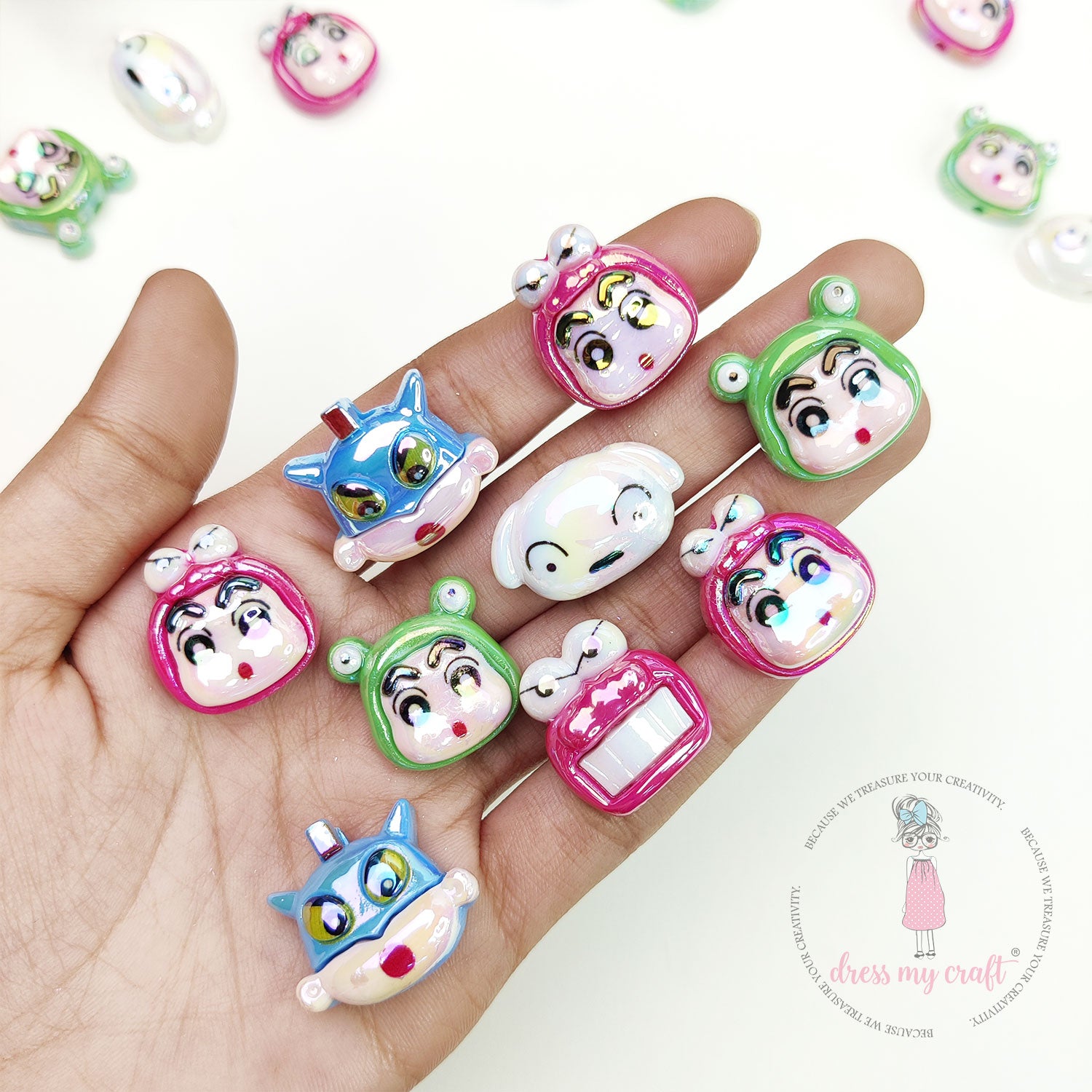 Holographic Shin Chan & Friends Acrylic Beads