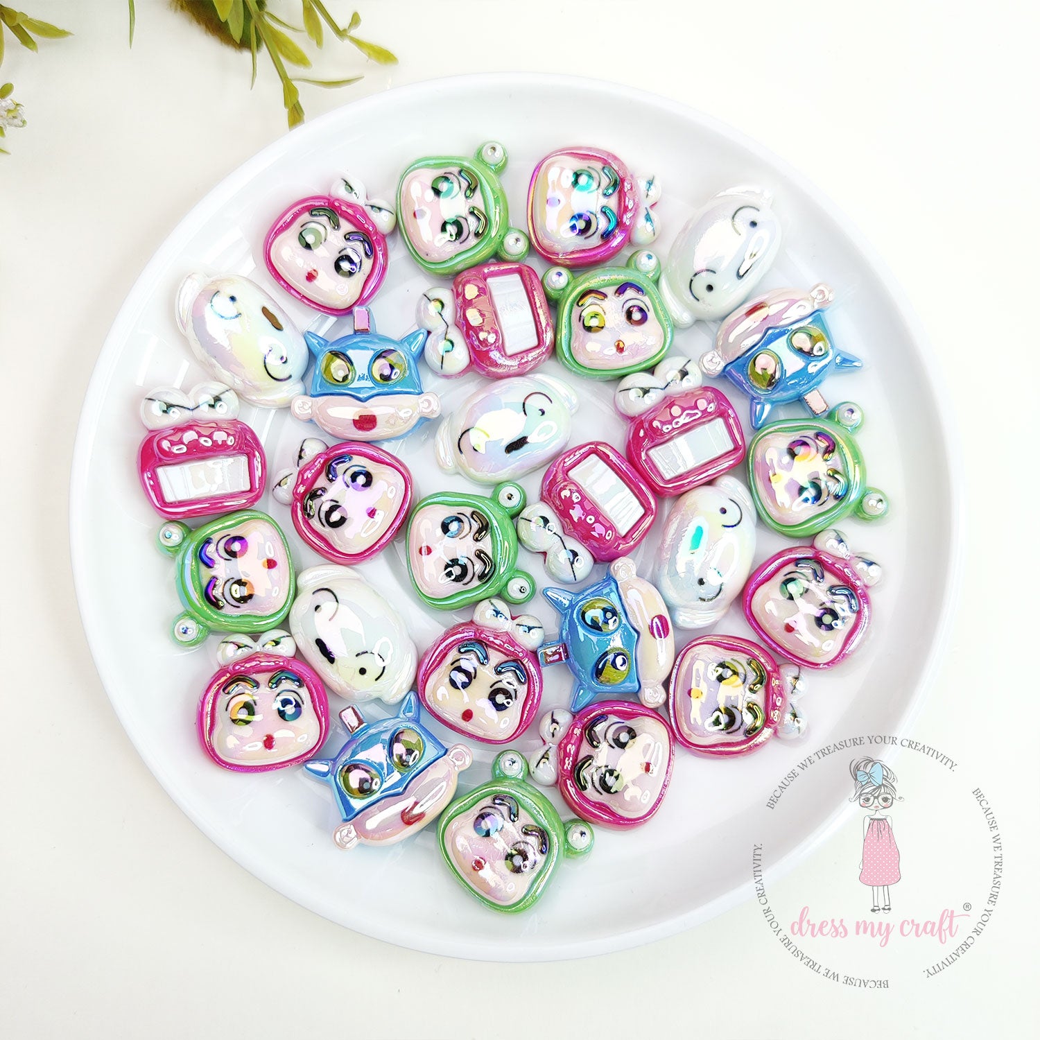 Holographic Shin Chan & Friends Acrylic Beads