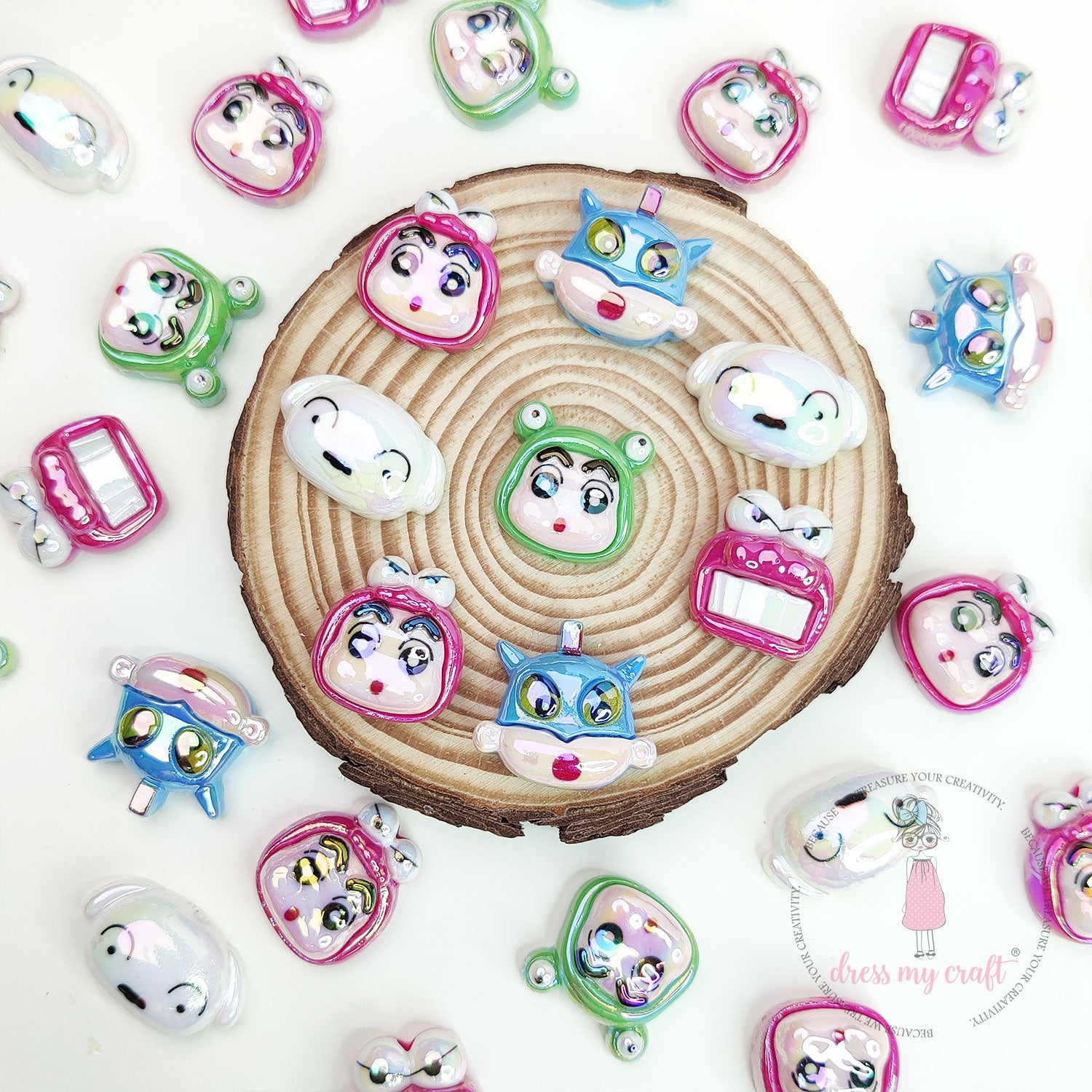 Holographic Shin Chan & Friends Acrylic Beads