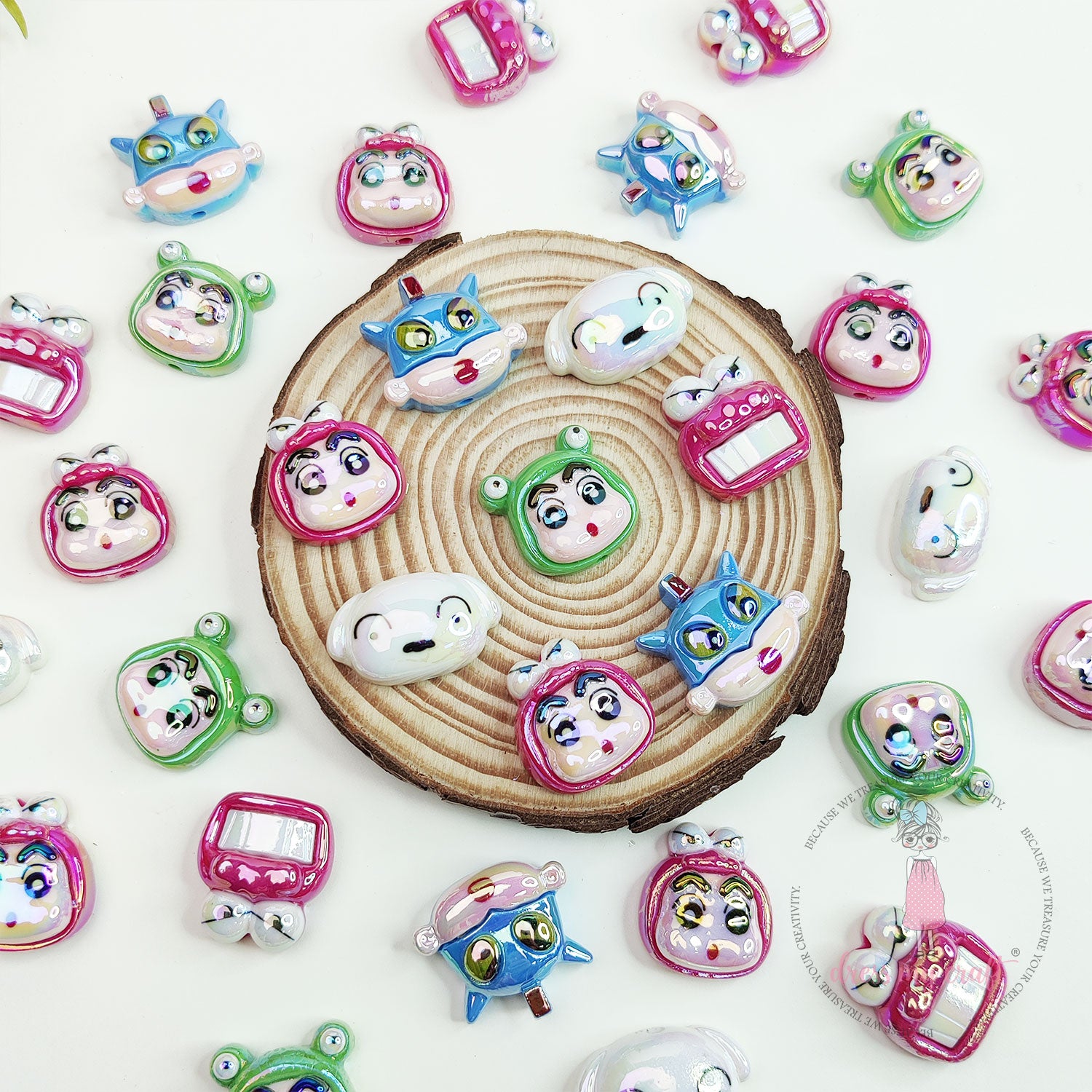 Holographic Shin Chan & Friends Acrylic Beads