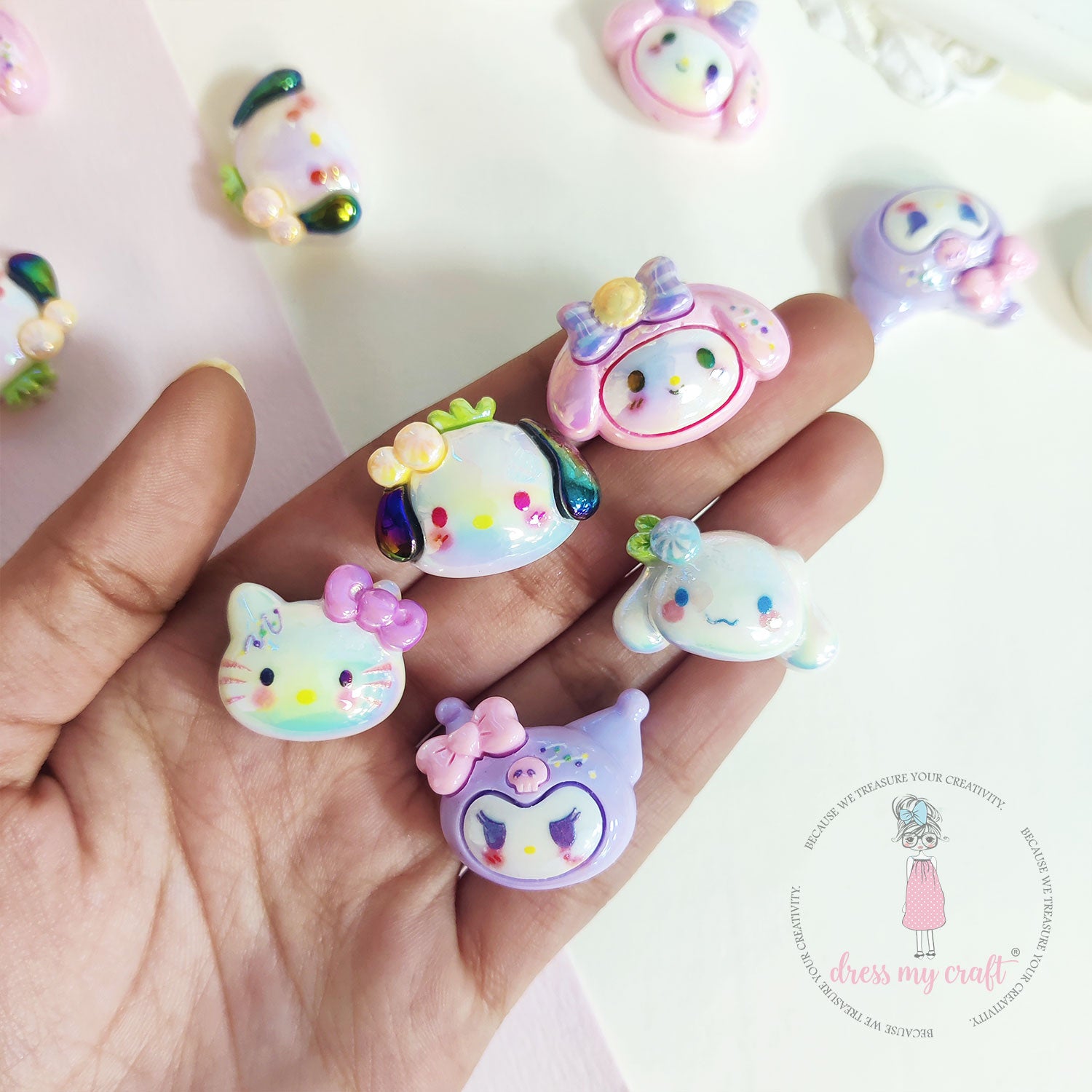 Holographic Kitty & Friends Acrylic Beads