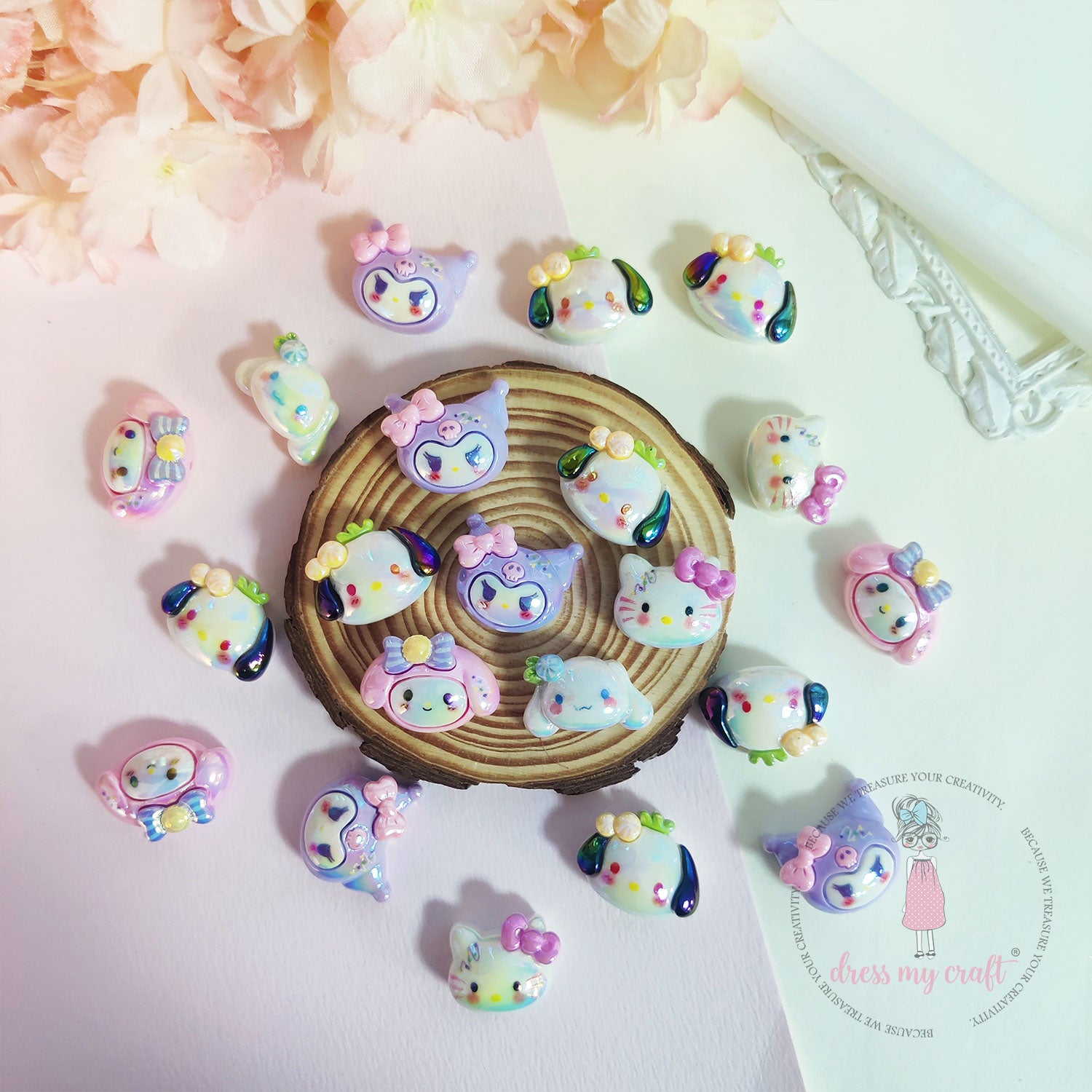 Holographic Kitty & Friends Acrylic Beads