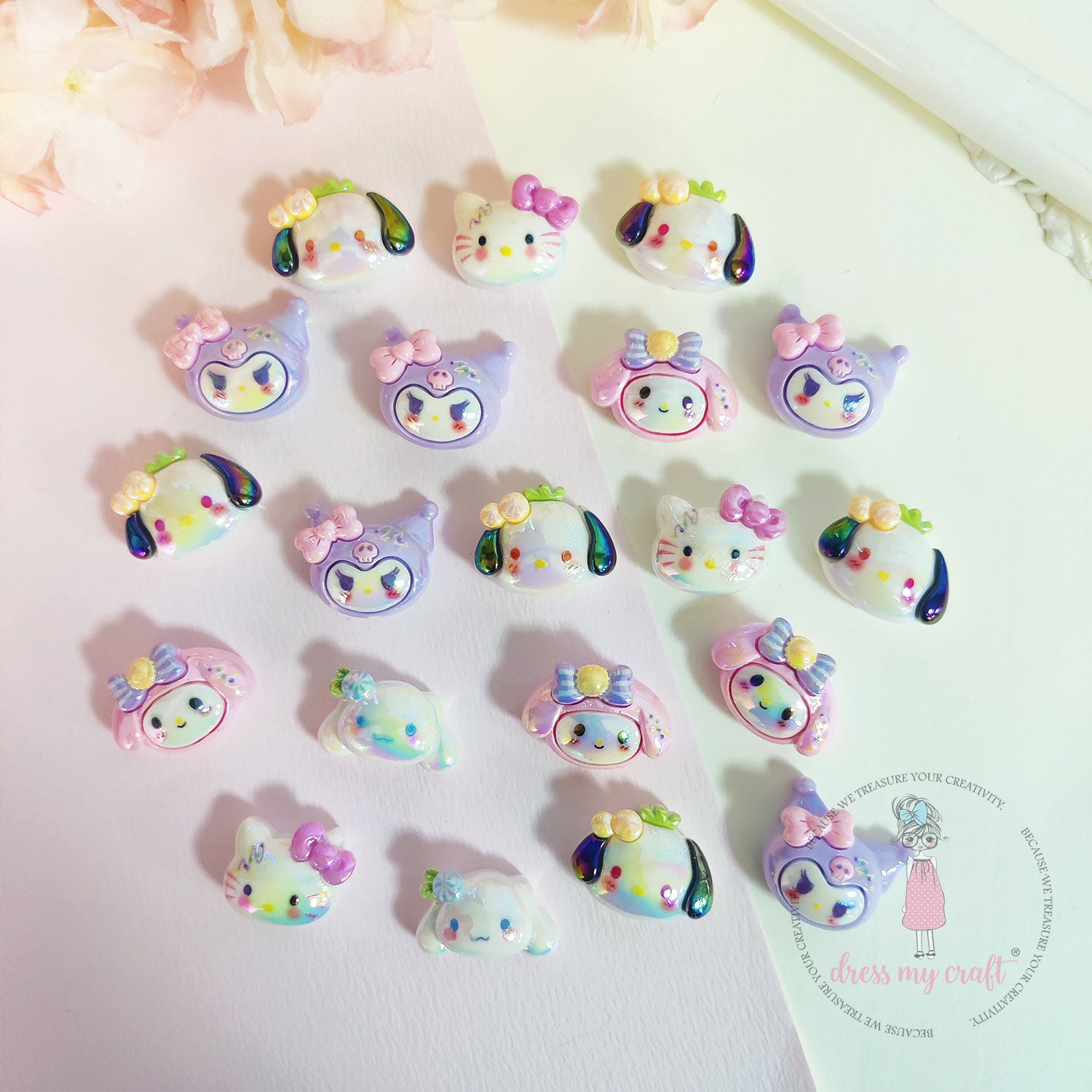 Holographic Kitty & Friends Acrylic Beads