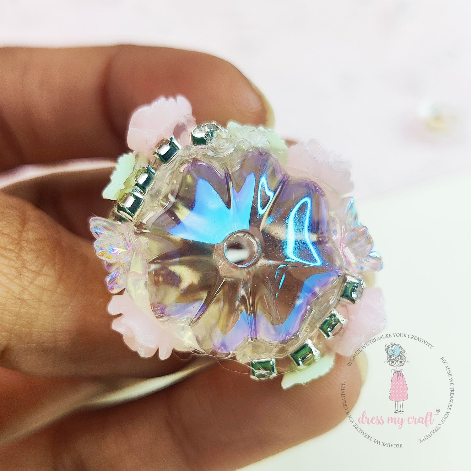 Floral Dream Balloon Bead - Clear Rainbow