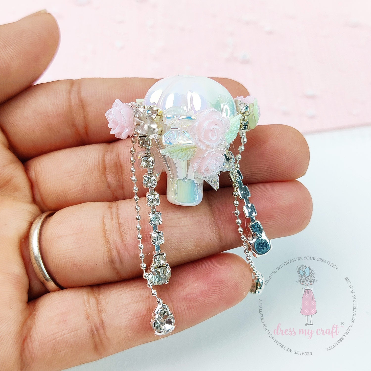 Floral Dream Balloon Bead - White Rainbow