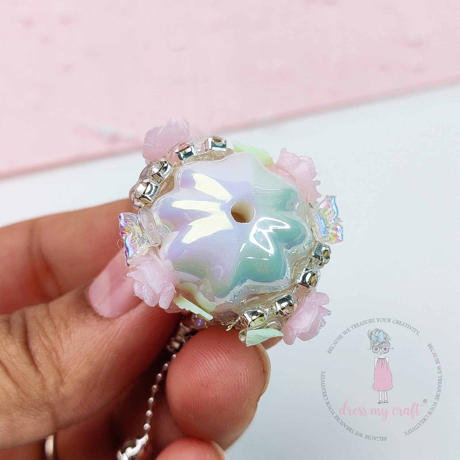Floral Dream Balloon Bead - White Rainbow