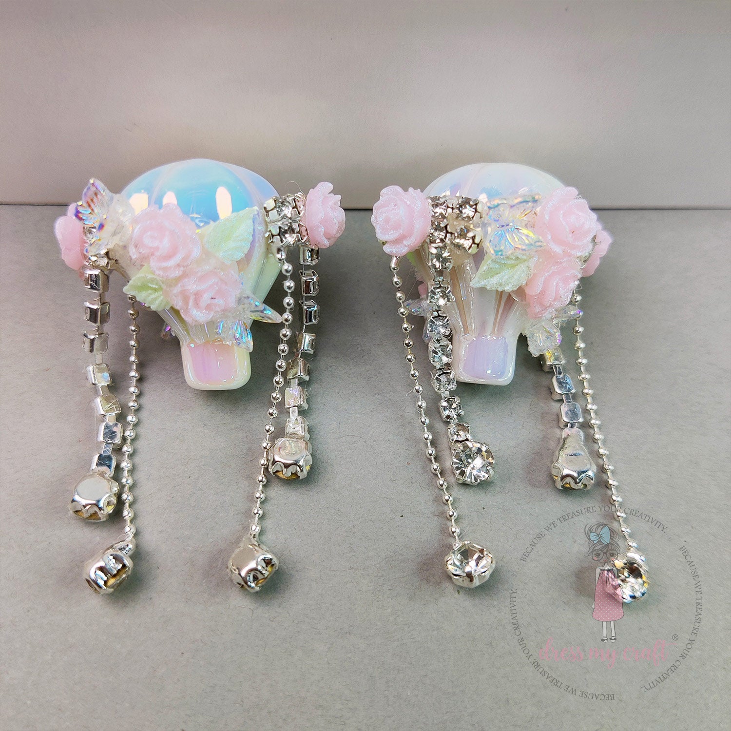 Floral Dream Balloon Bead - White Rainbow