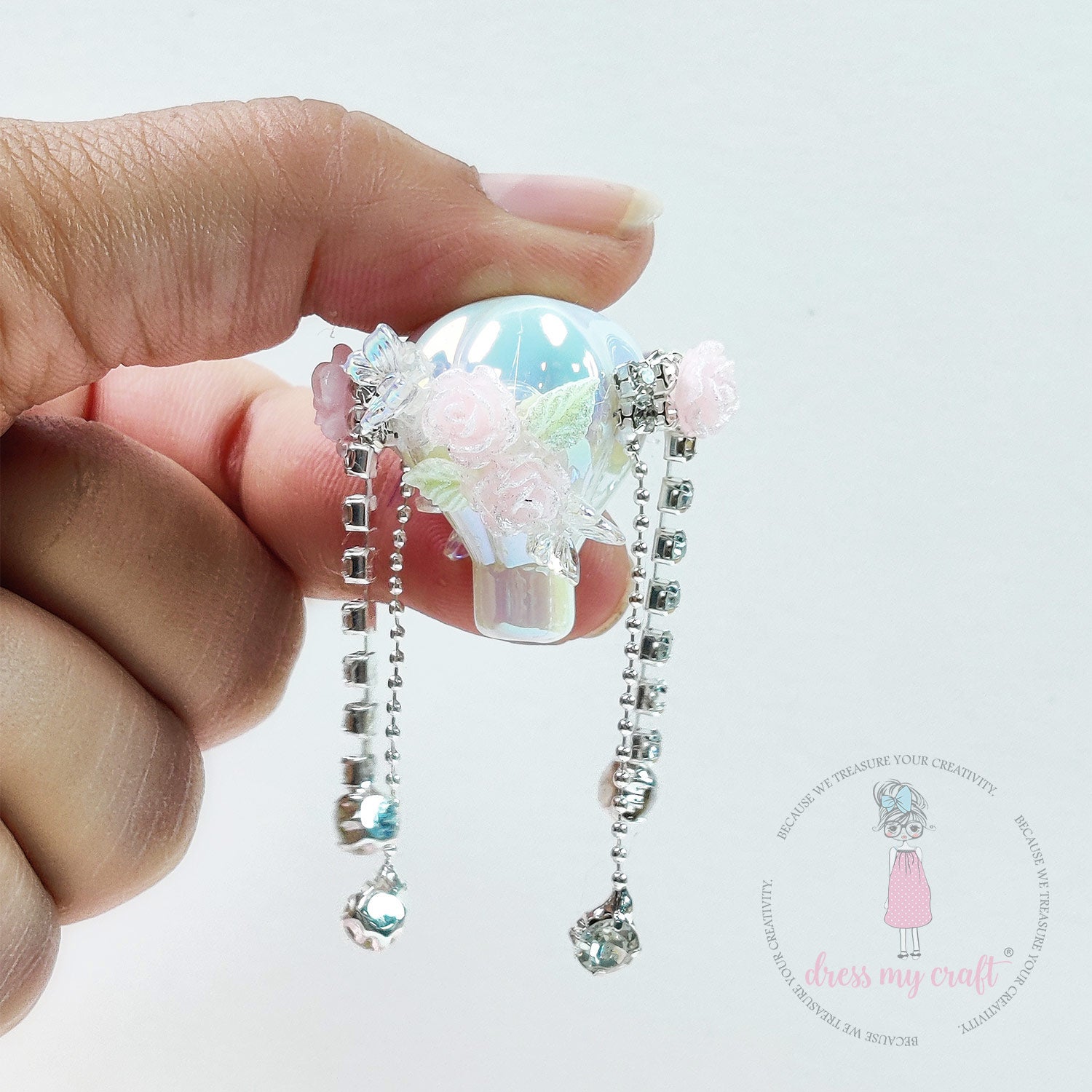 Floral Dream Balloon Bead - White Rainbow