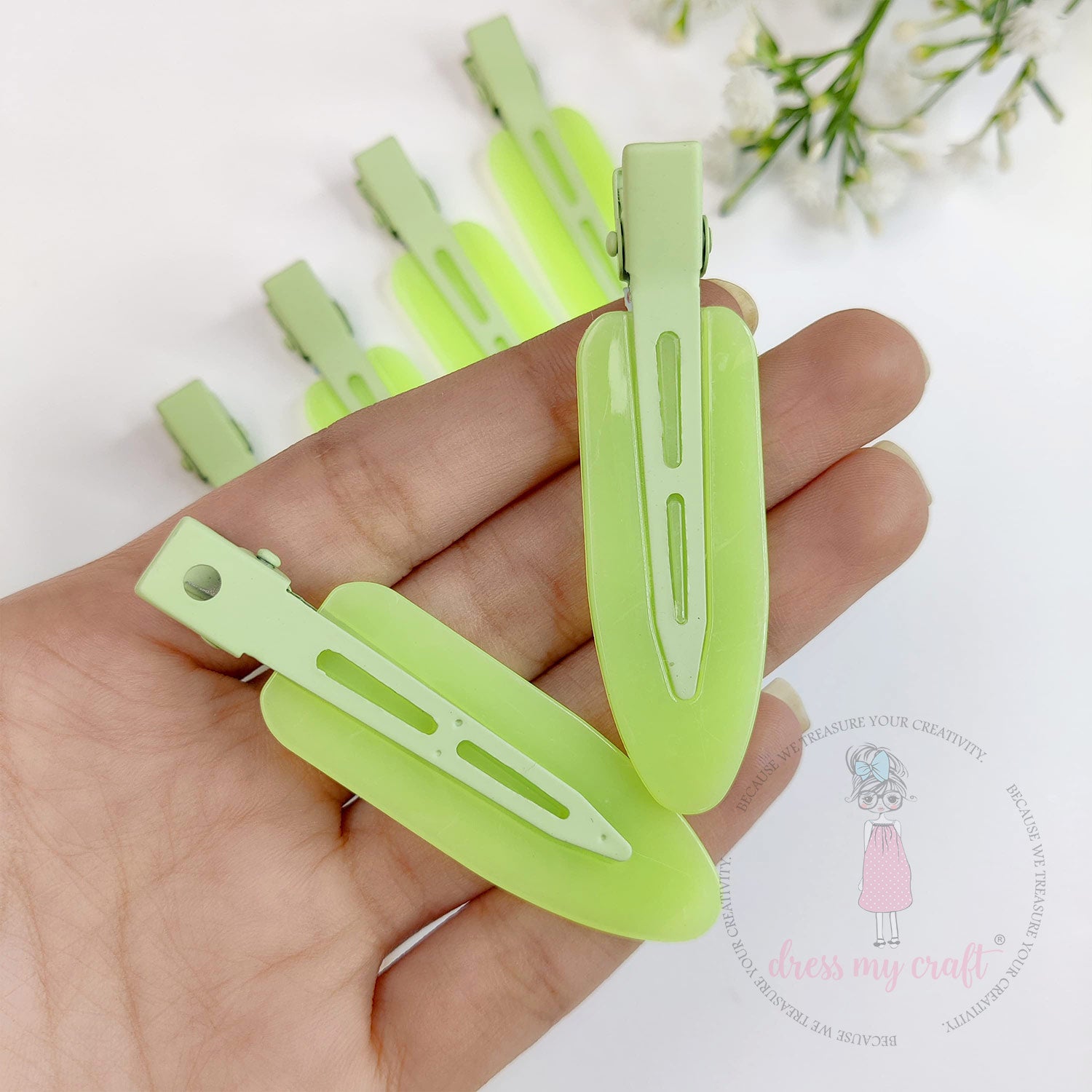 DIY Crease Free Hair Clips - Pastel Green