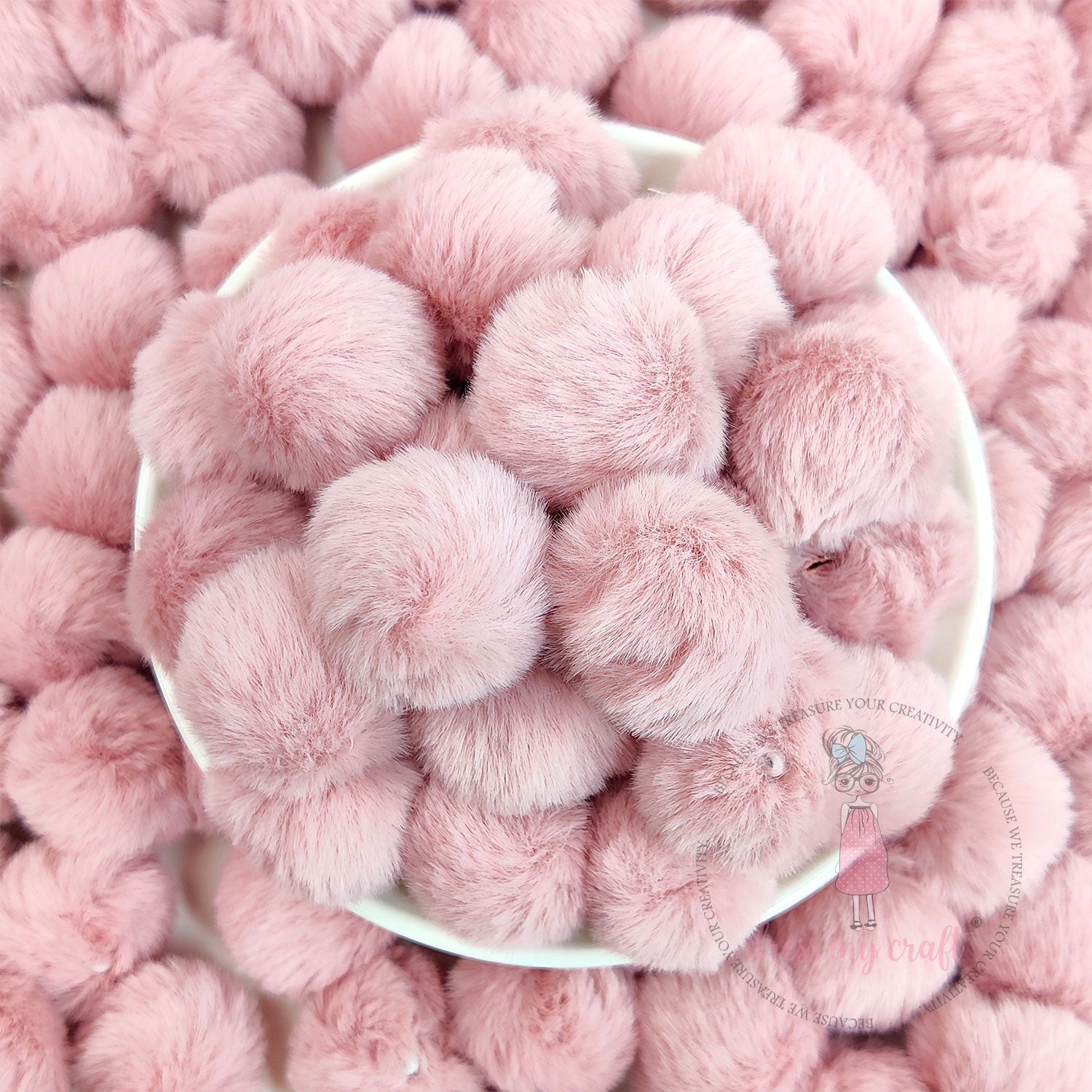 Tea Rose Pastel Pom Poms With Loop - Big