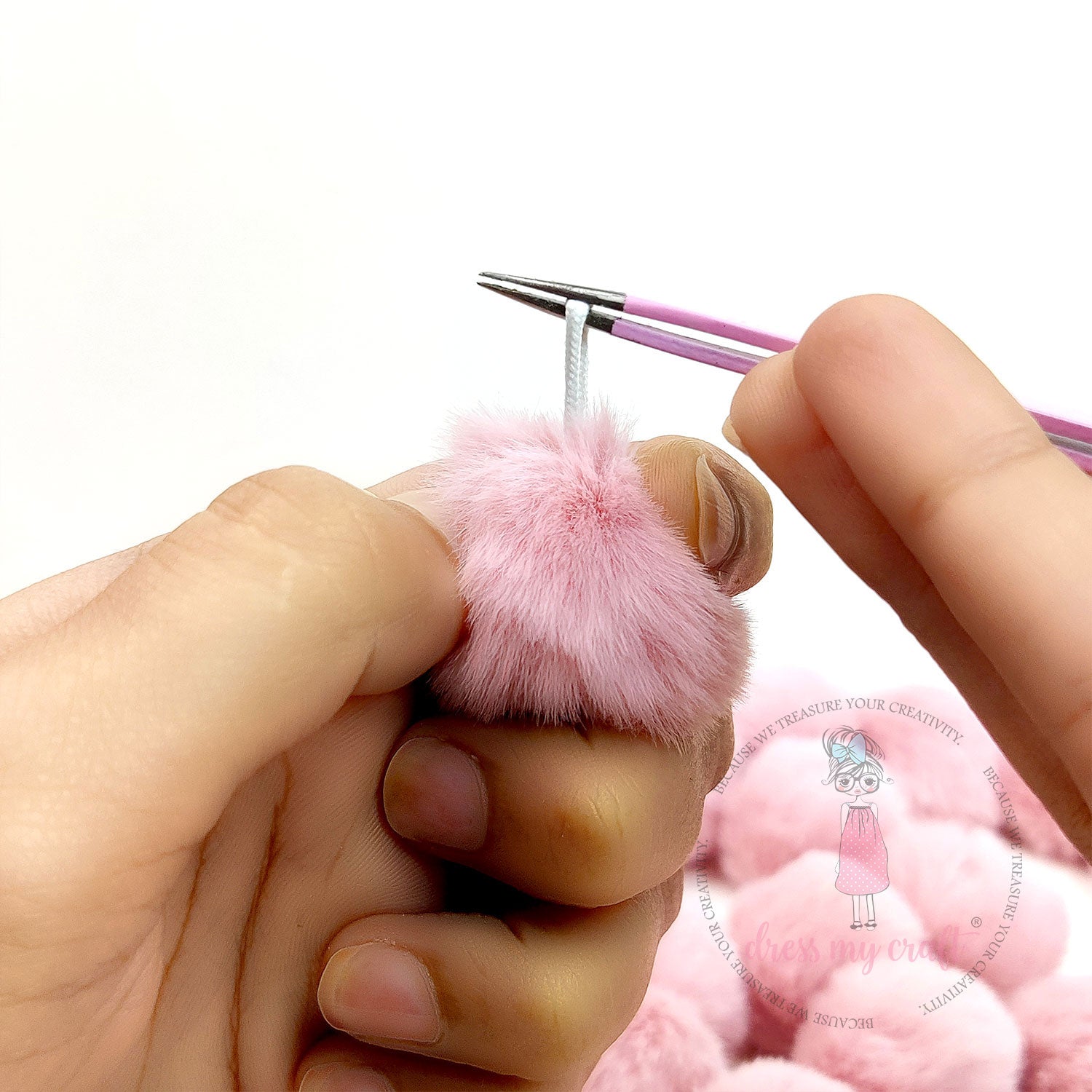 Tea Rose Pastel Pom Poms With Loop - Big