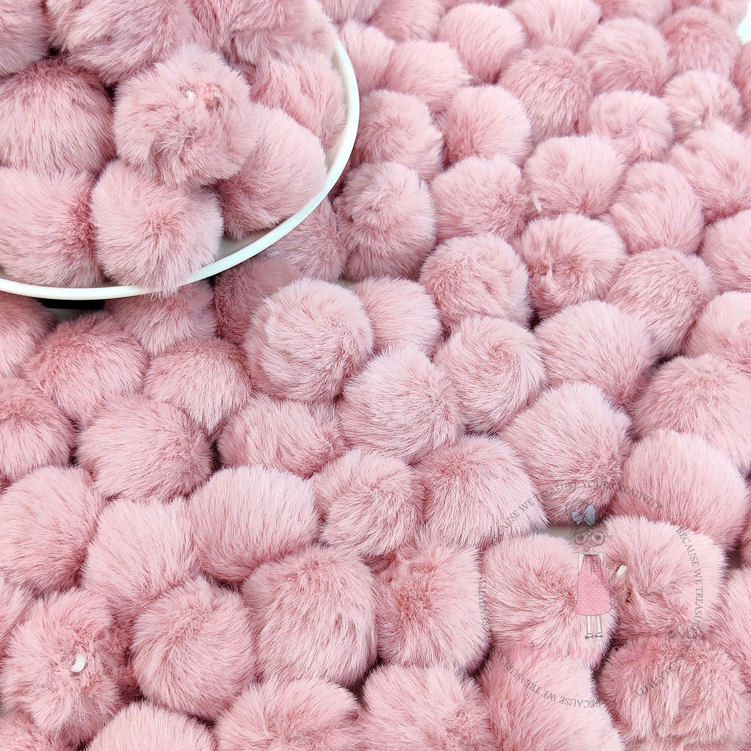 Tea Rose Pastel Pom Poms With Loop - Big