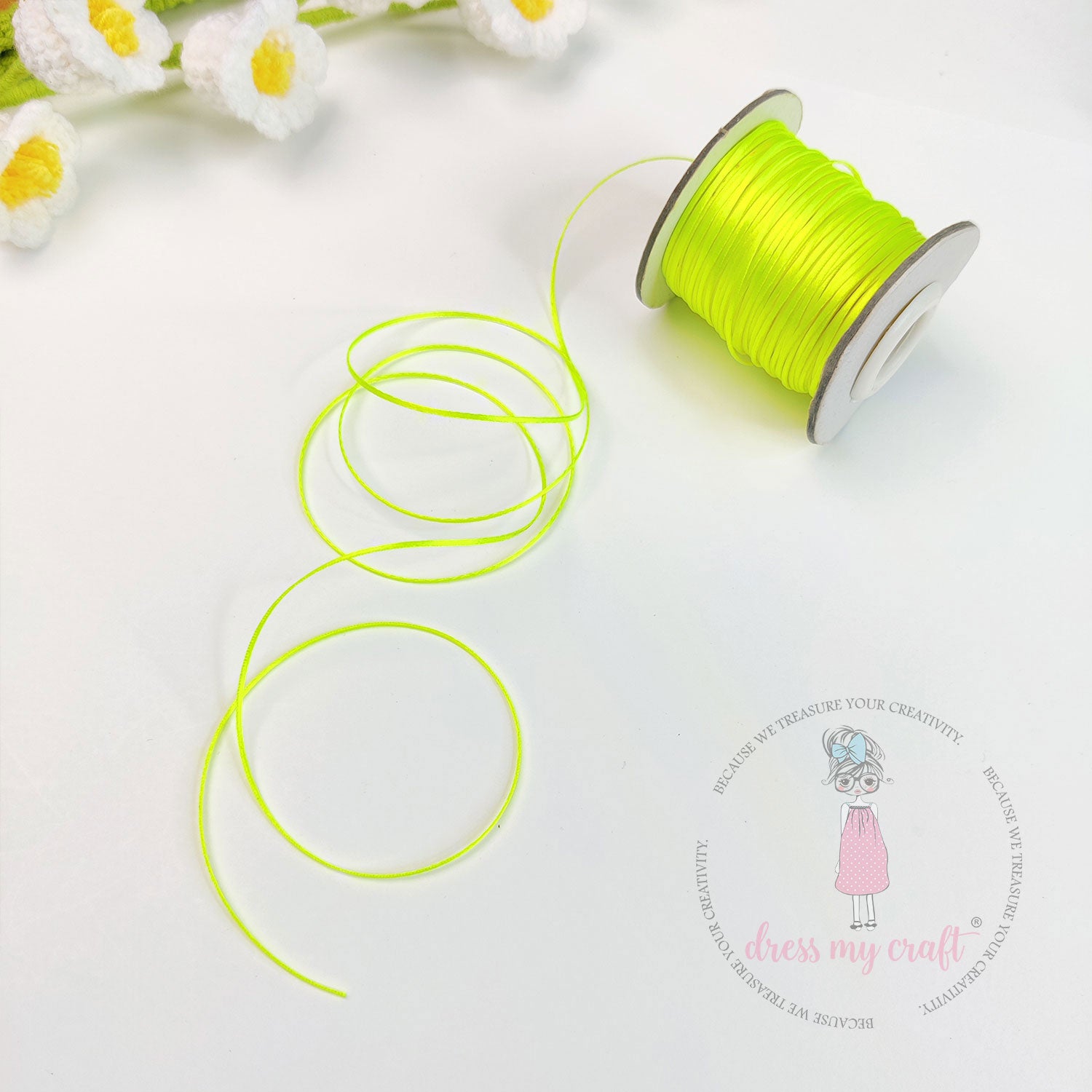 Satin Ribbon Twine - Fluorescent Yellow