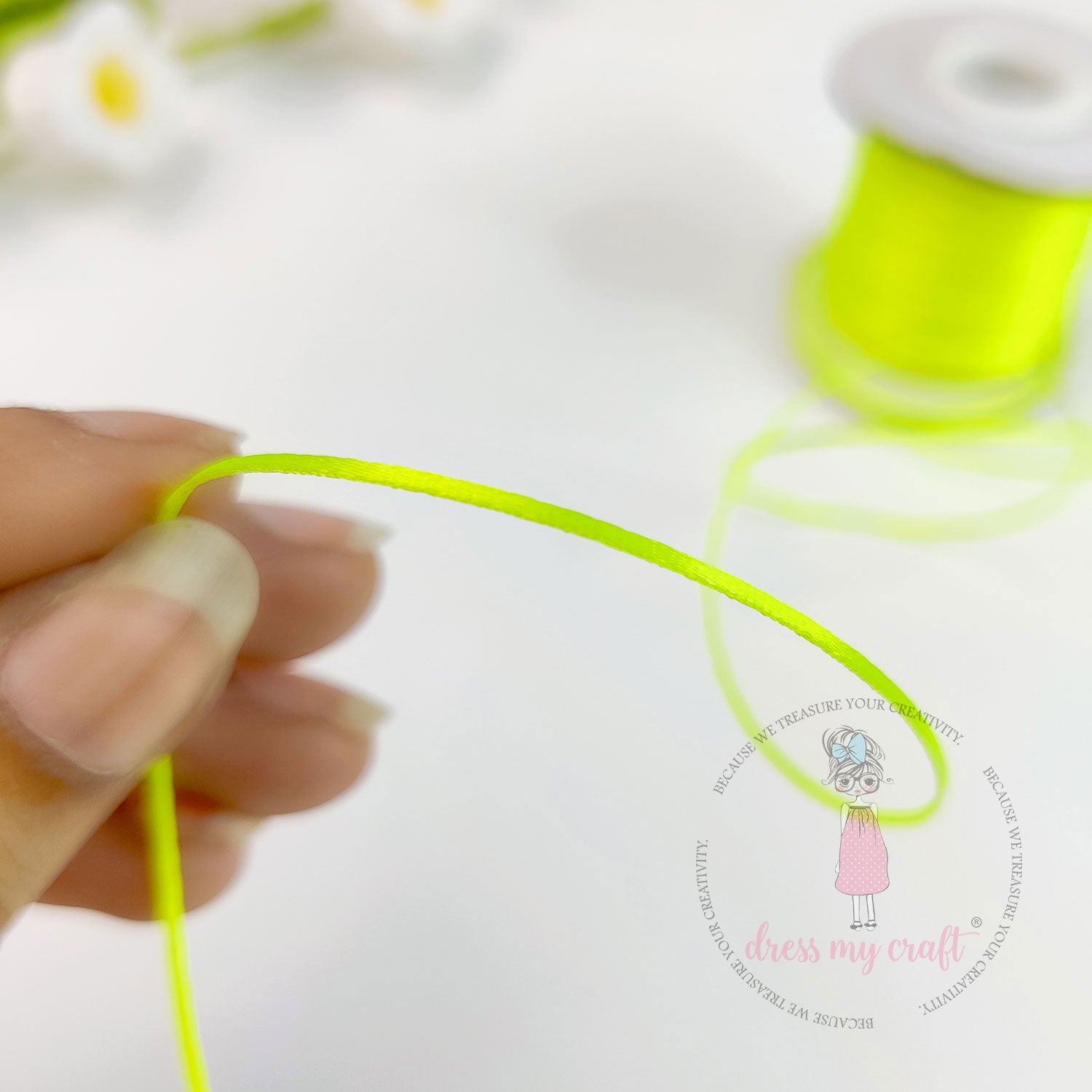 Satin Ribbon Twine - Fluorescent Yellow