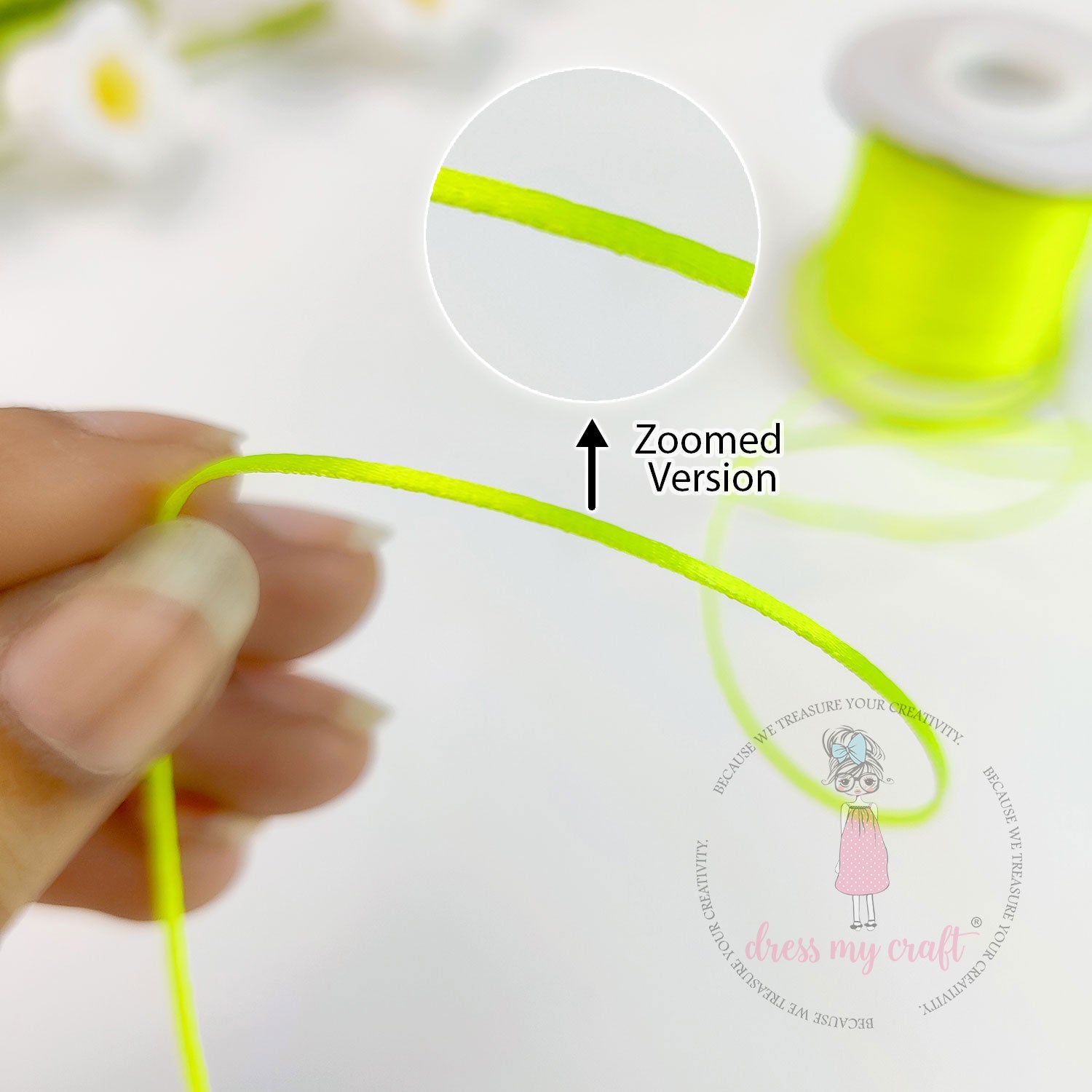 Satin Ribbon Twine - Fluorescent Yellow