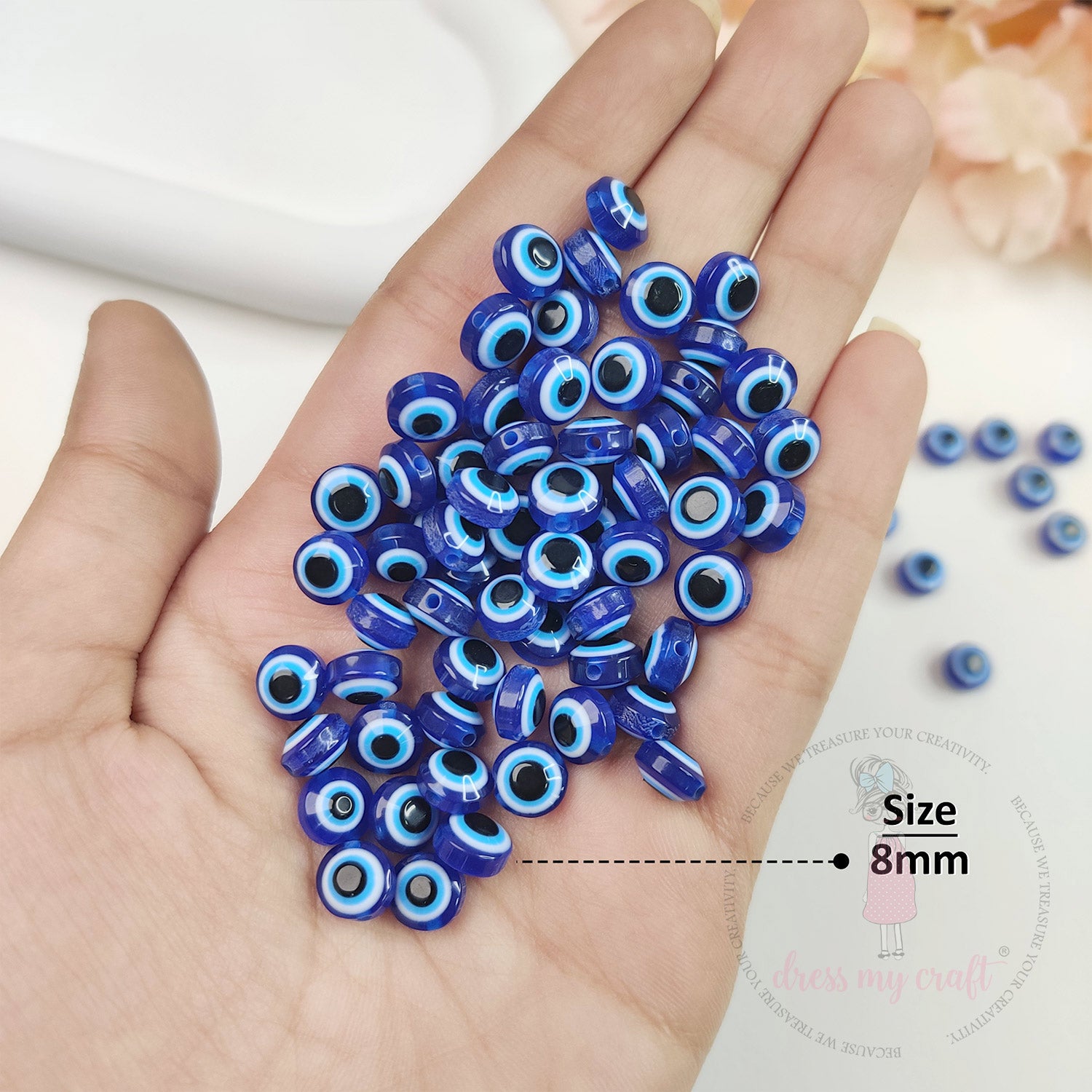Evil Eye Glass Beads - 8 MM