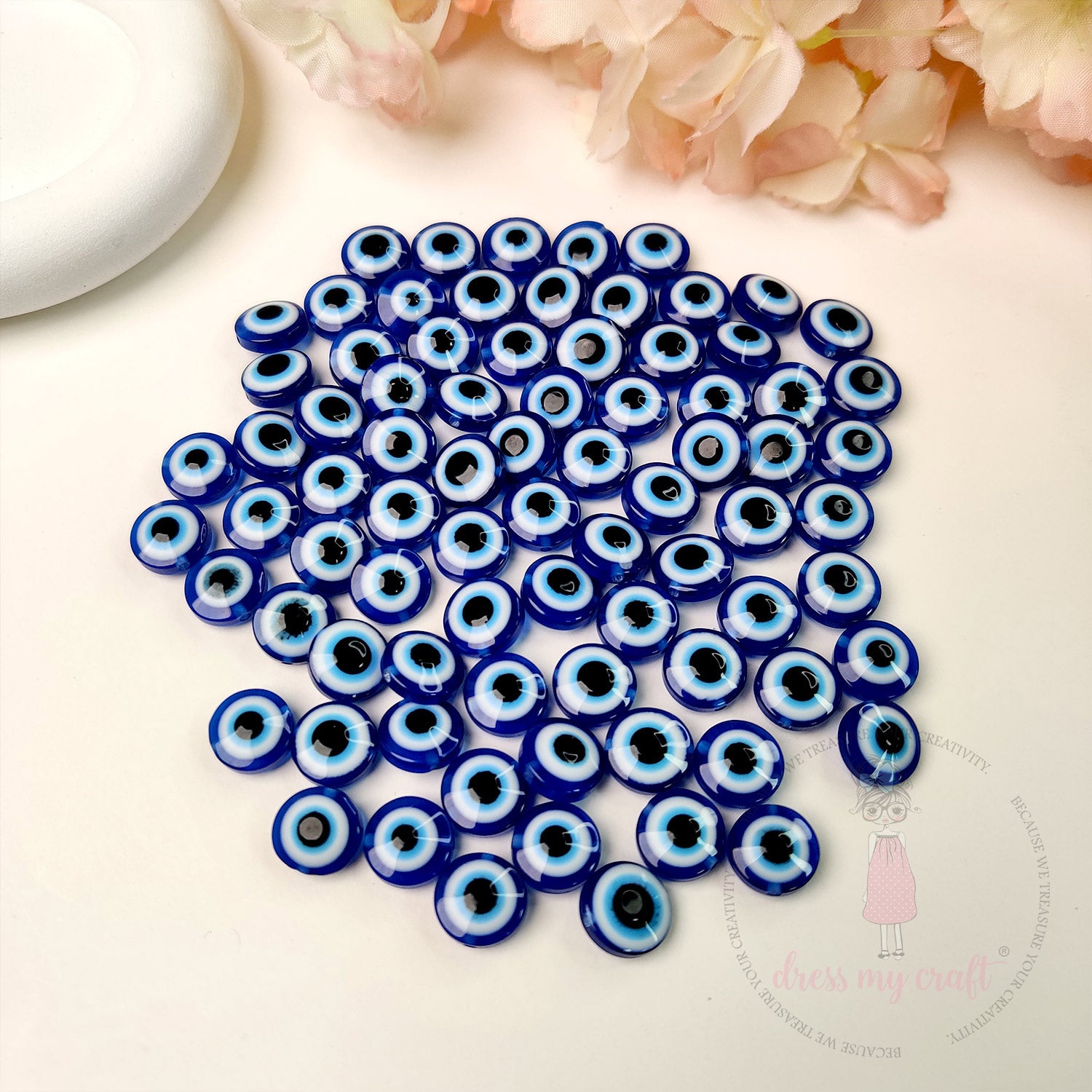 Evil Eye Glass Beads - 9 MM