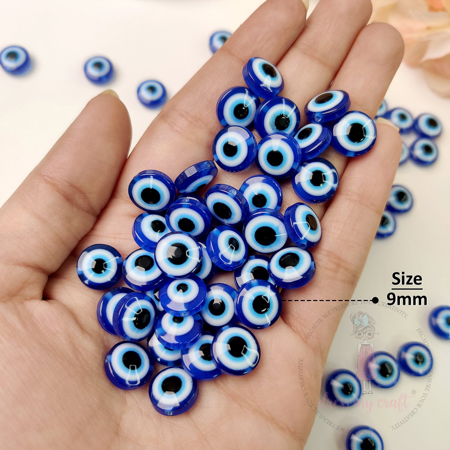 Evil Eye Glass Beads - 9 MM