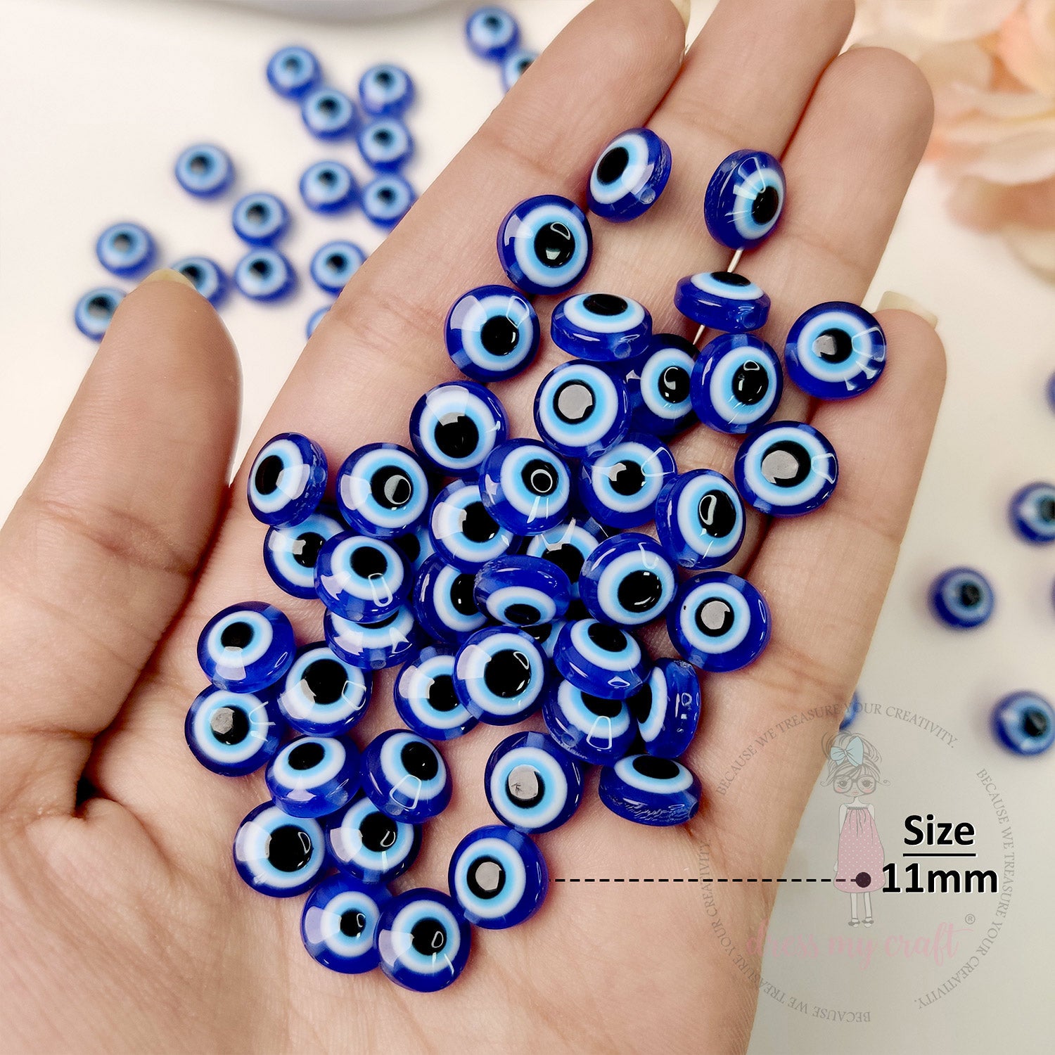 Evil Eye Glass Beads - 11 MM