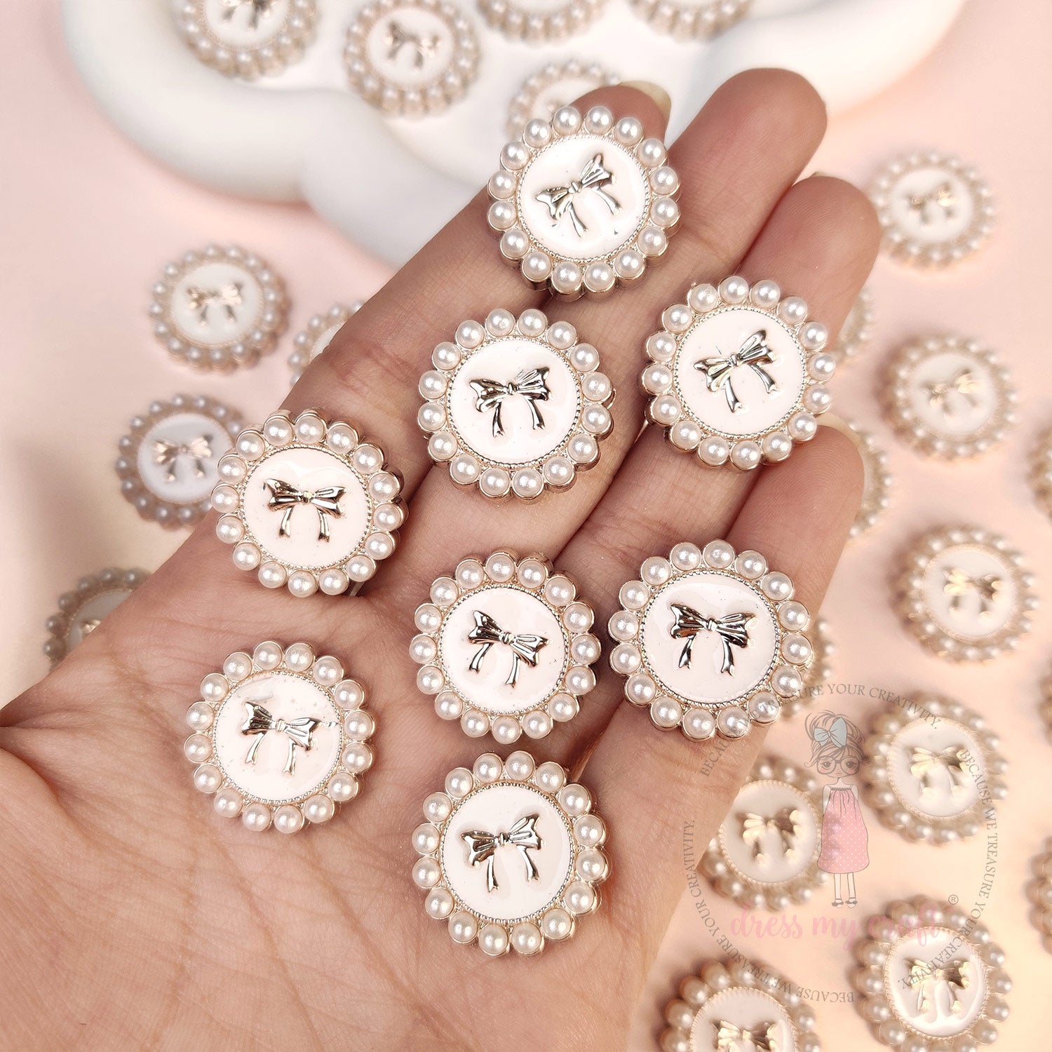 Elegant Pearl Bow Flat Back Charms