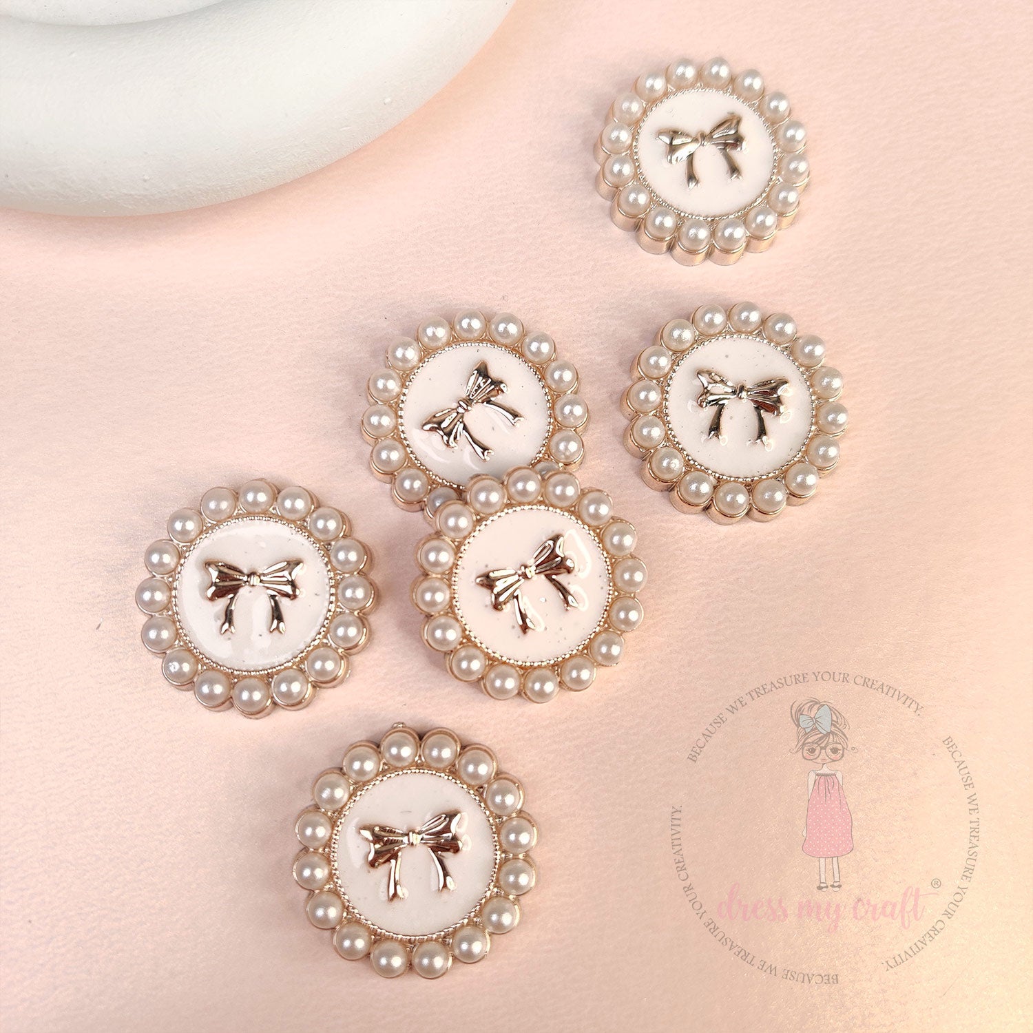 Elegant Pearl Bow Flat Back Charms