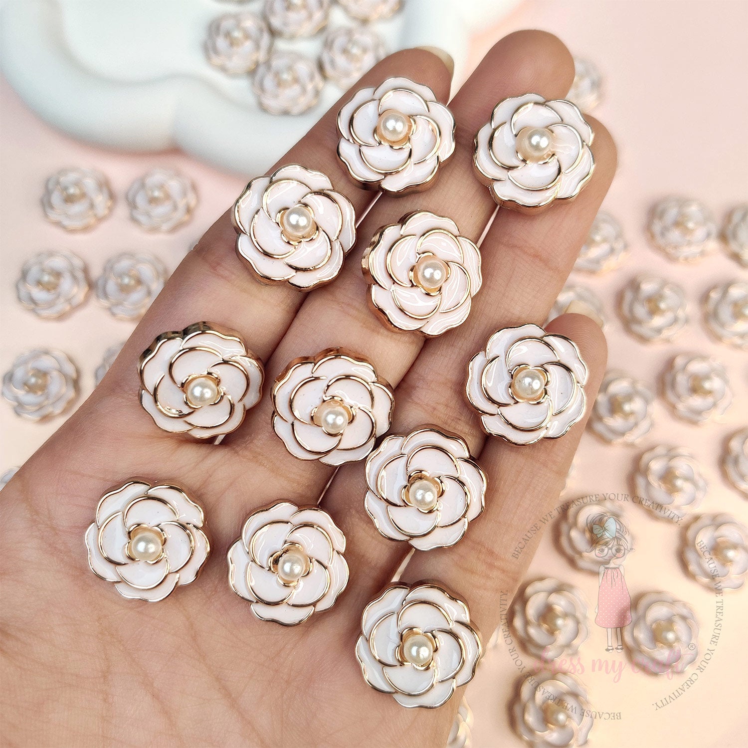 Classic Rose Flat Back Charms