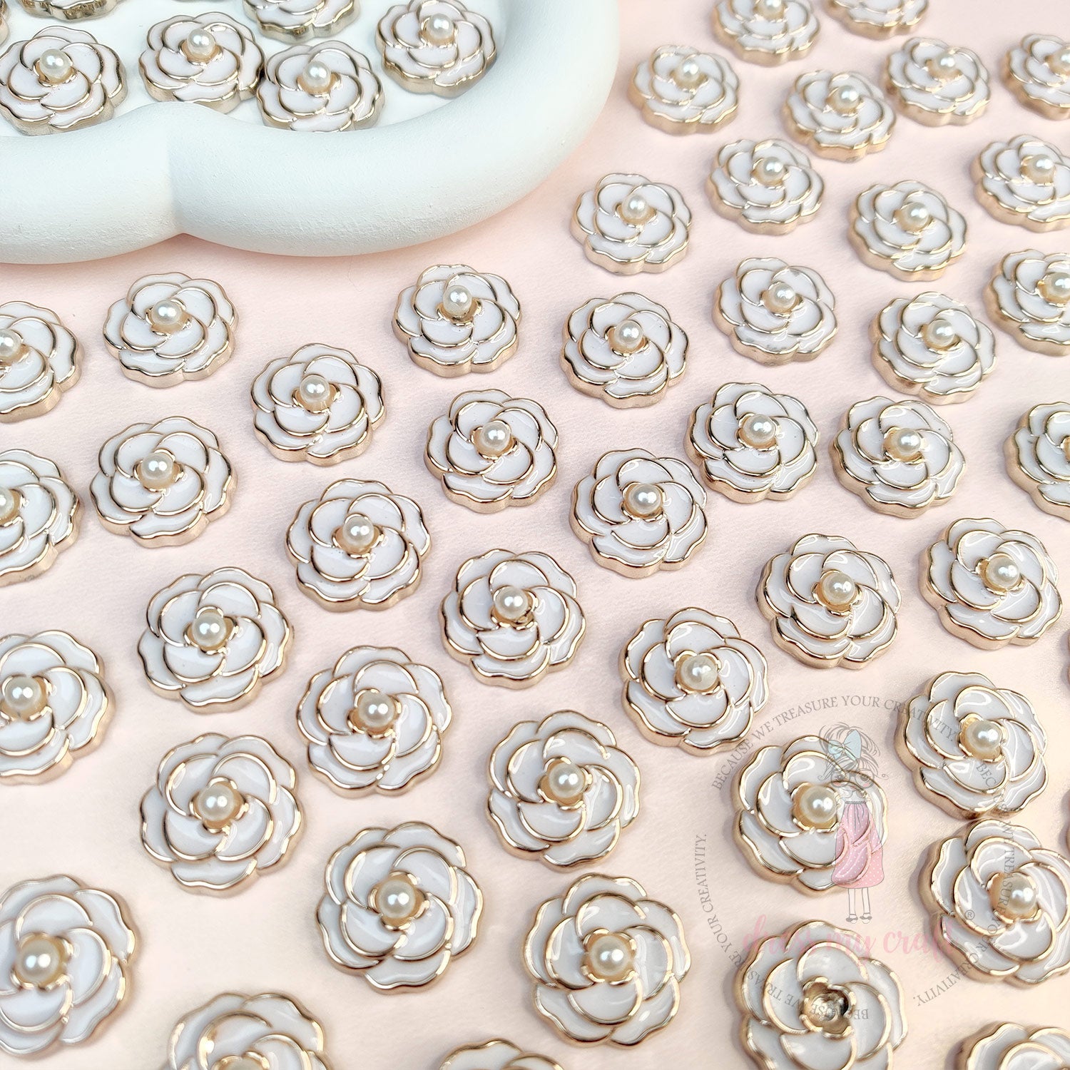 Classic Rose Flat Back Charms