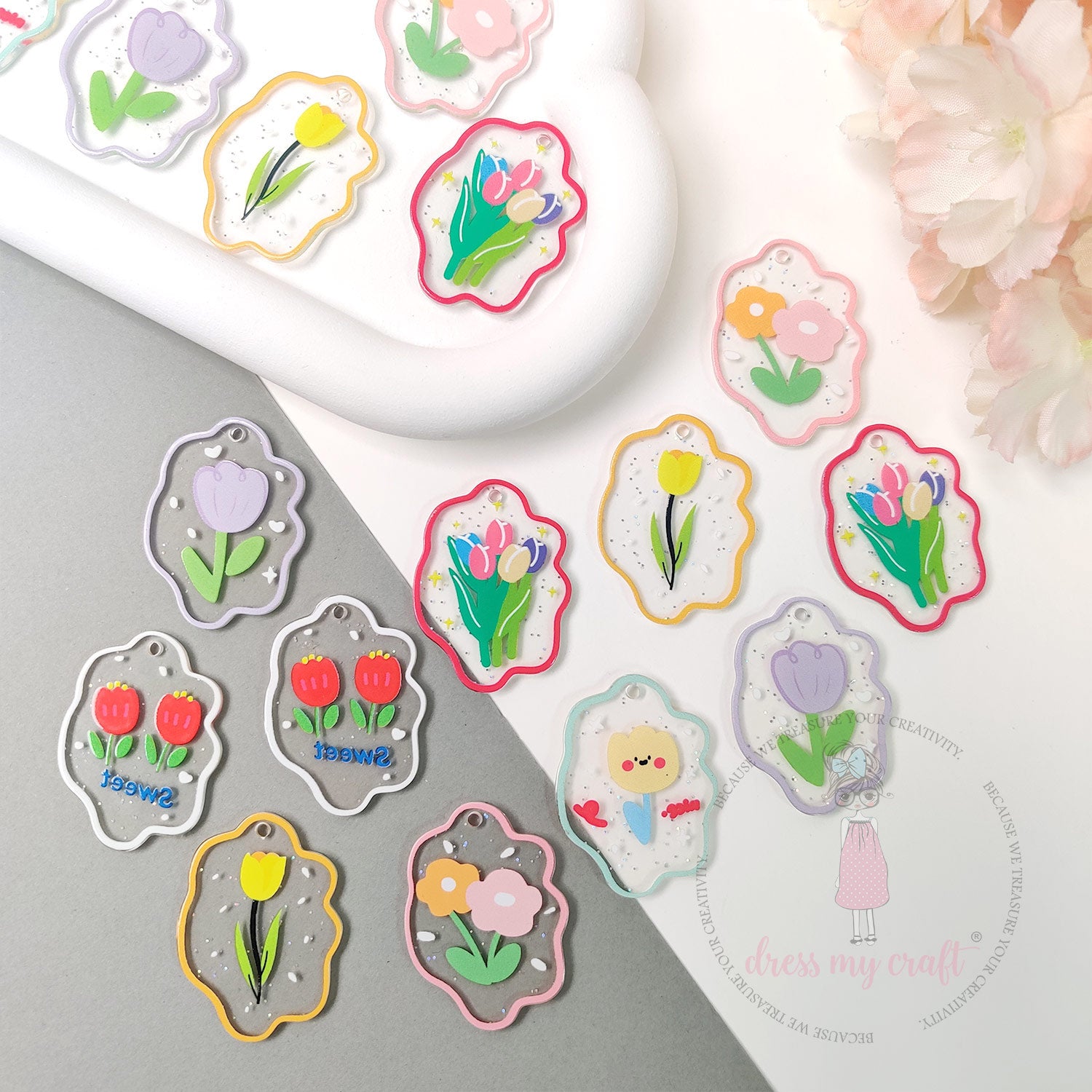 Tulip Bloom Acrylic Charms