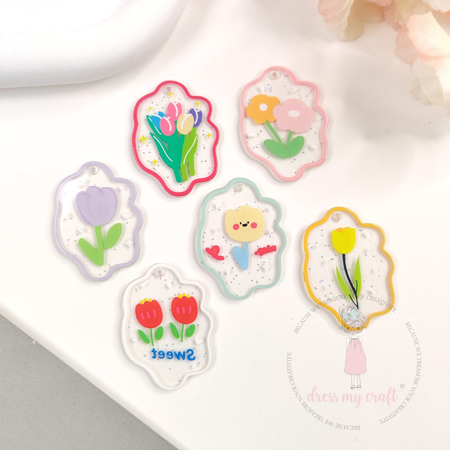 Tulip Bloom Acrylic Charms