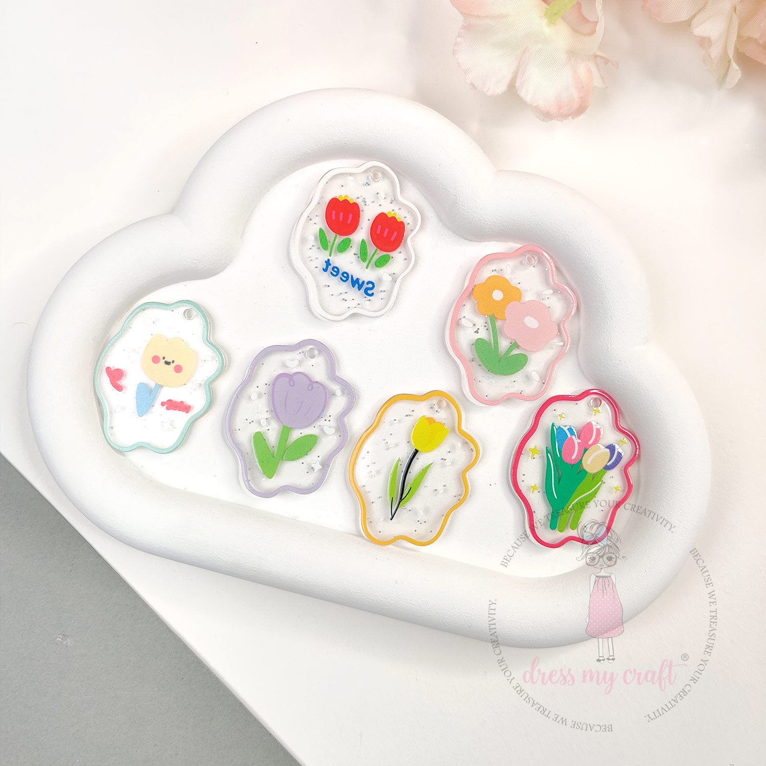 Tulip Bloom Acrylic Charms