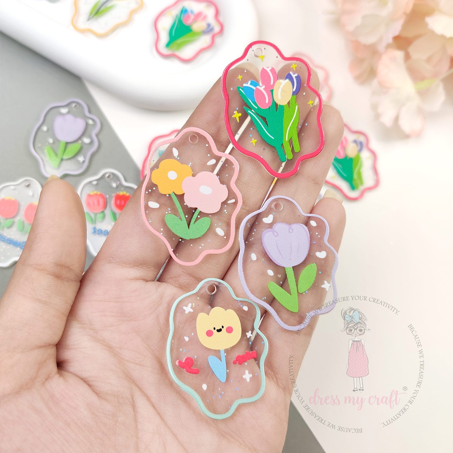 Tulip Bloom Acrylic Charms