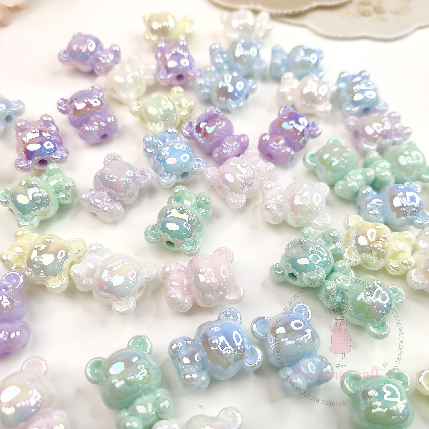 3D Holographic Multicolor Bear Beads