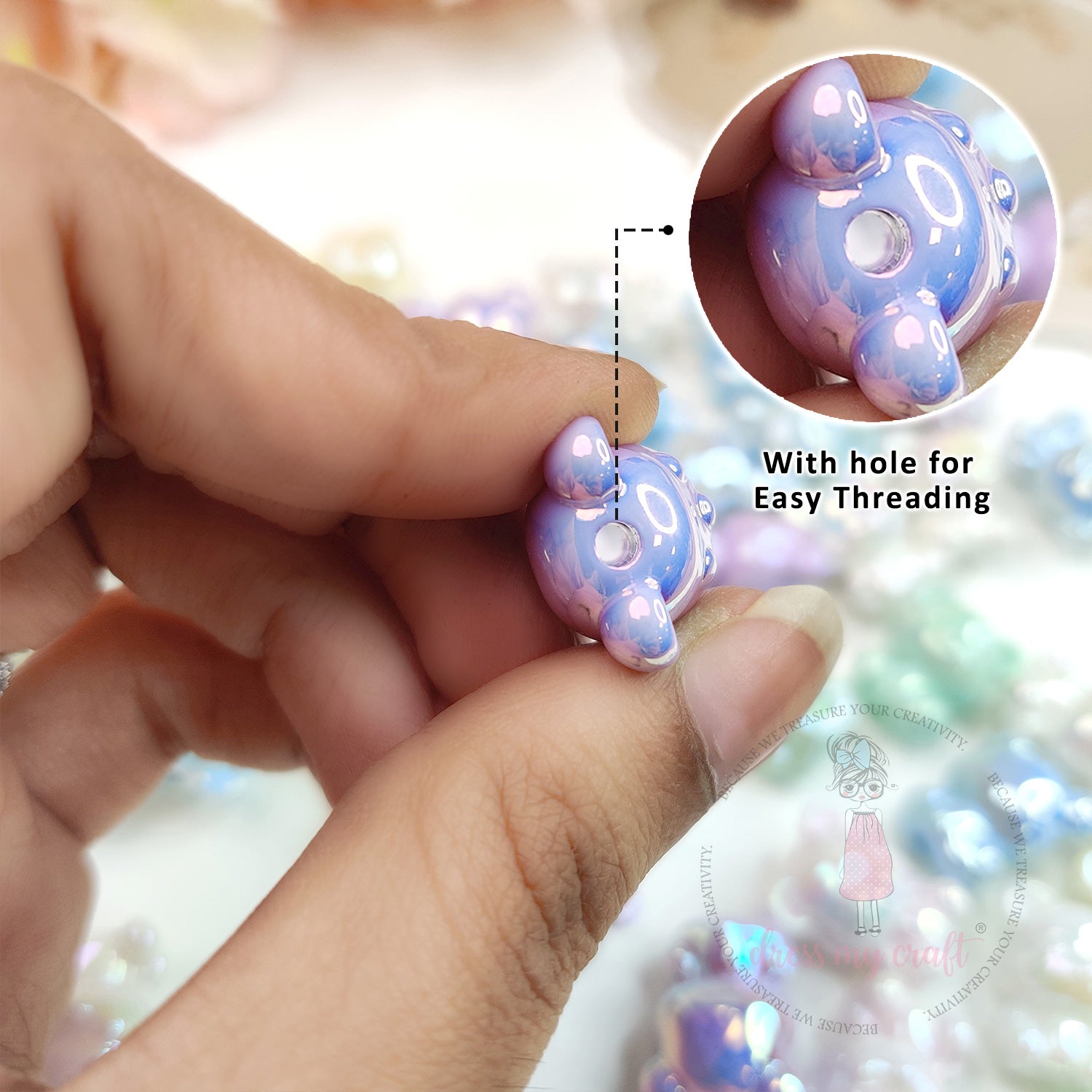 3D Holographic Multicolor Bear Beads