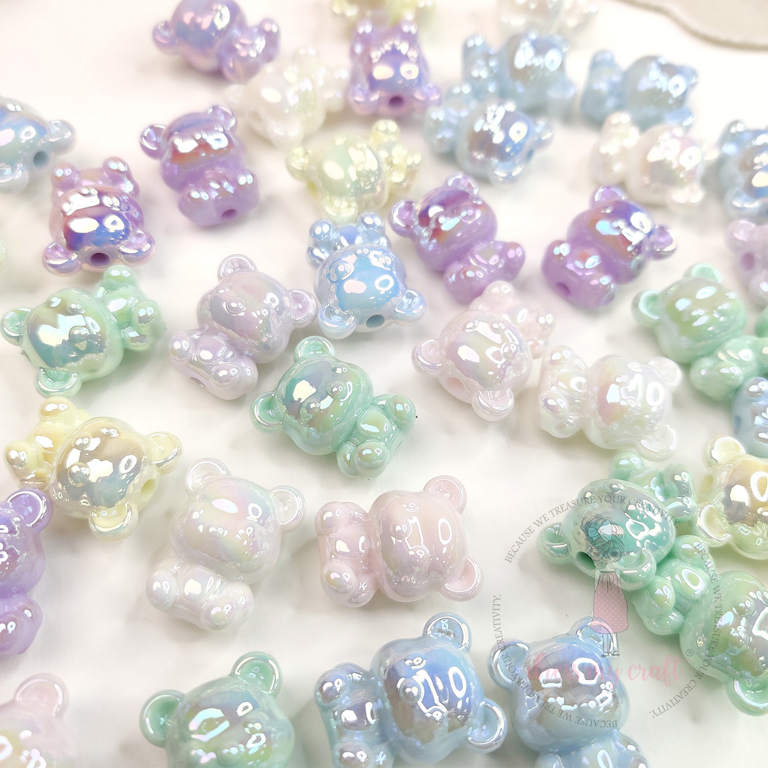 3D Holographic Multicolor Bear Beads