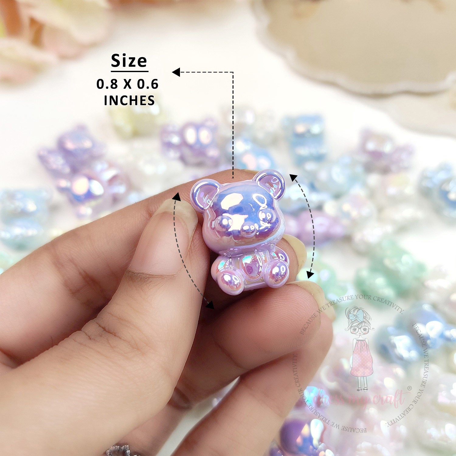 3D Holographic Multicolor Bear Beads
