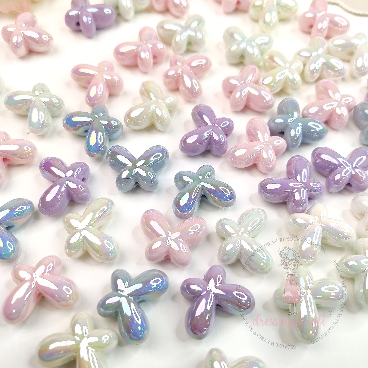 3D Holographic Multicolor Butterfly Beads