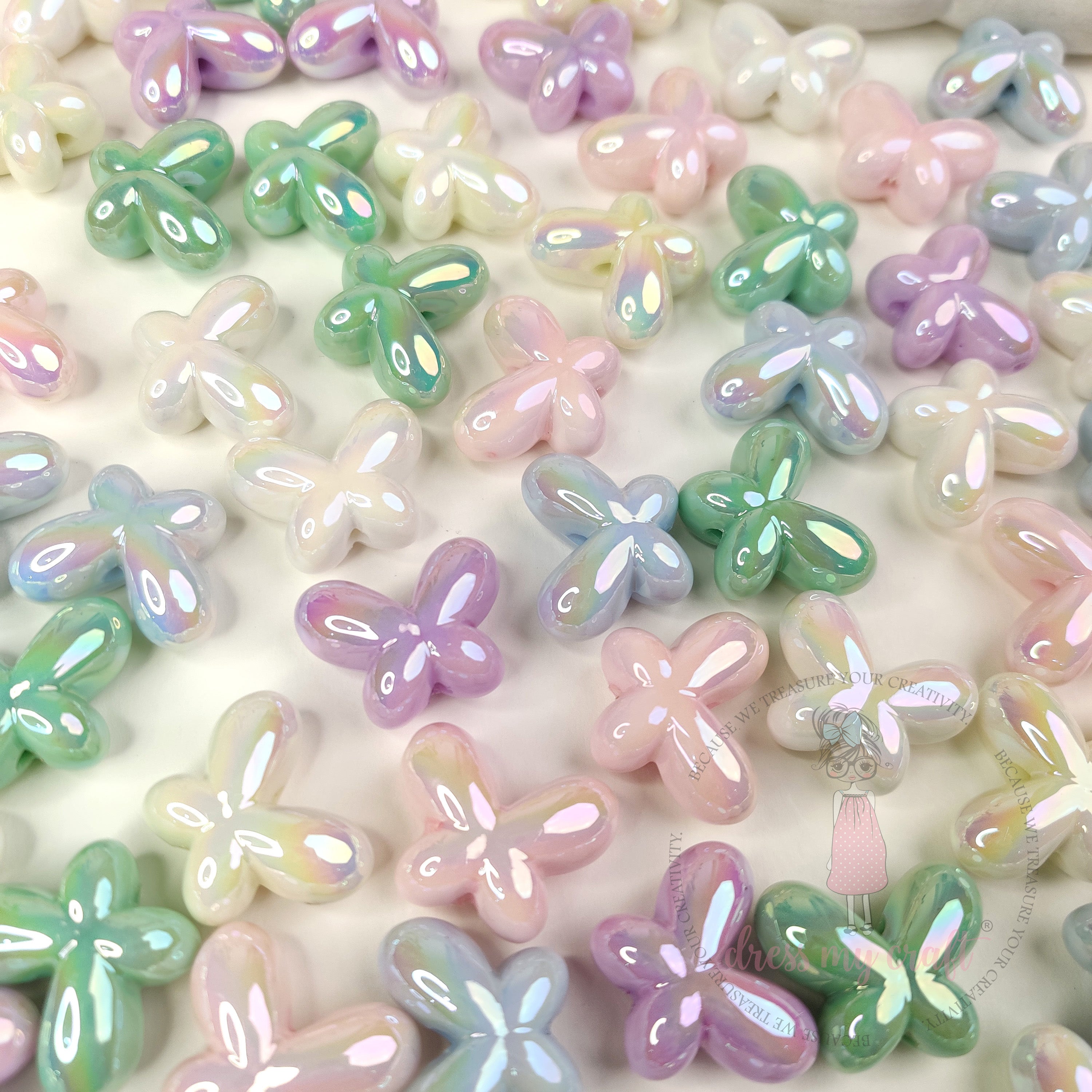 3D Holographic Multicolor Butterfly Beads