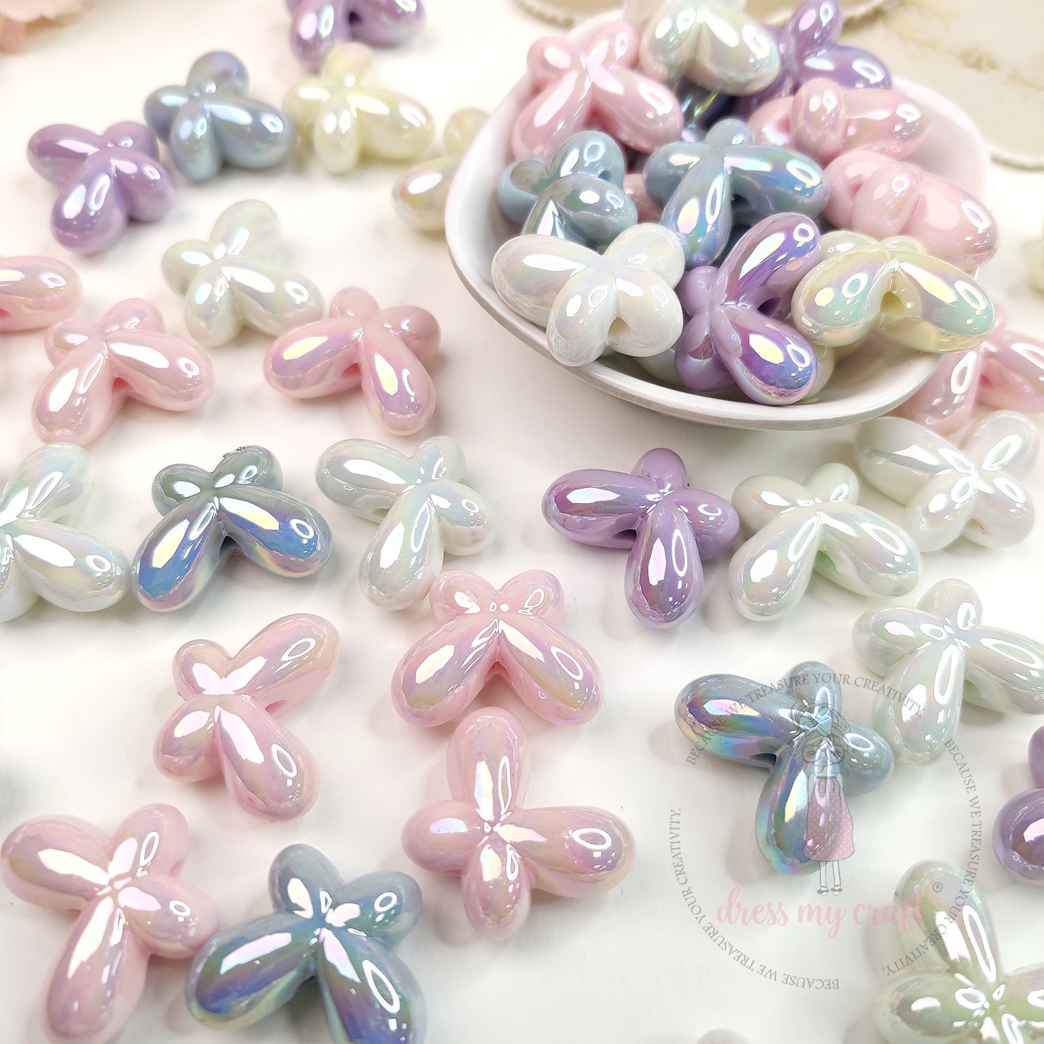 3D Holographic Multicolor Butterfly Beads