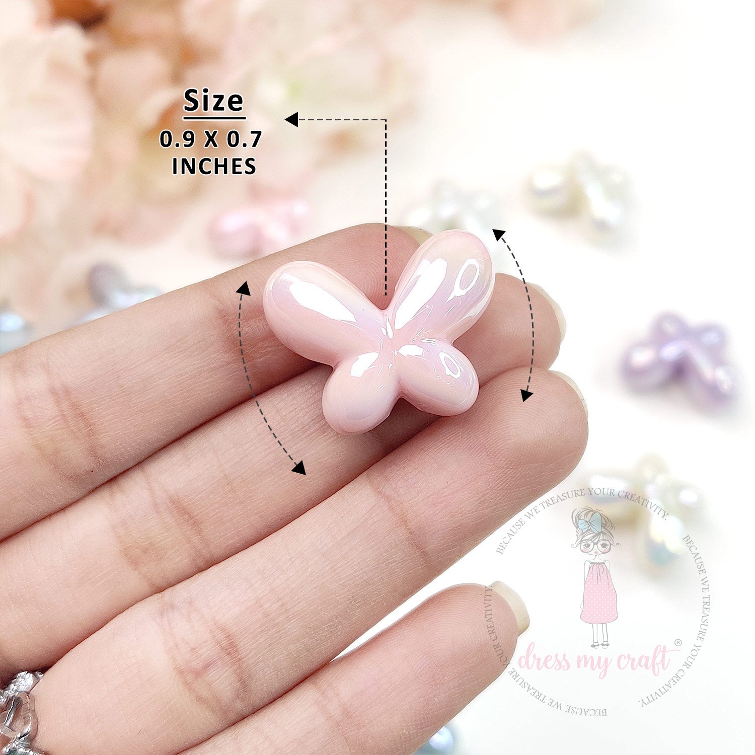 3D Holographic Multicolor Butterfly Beads