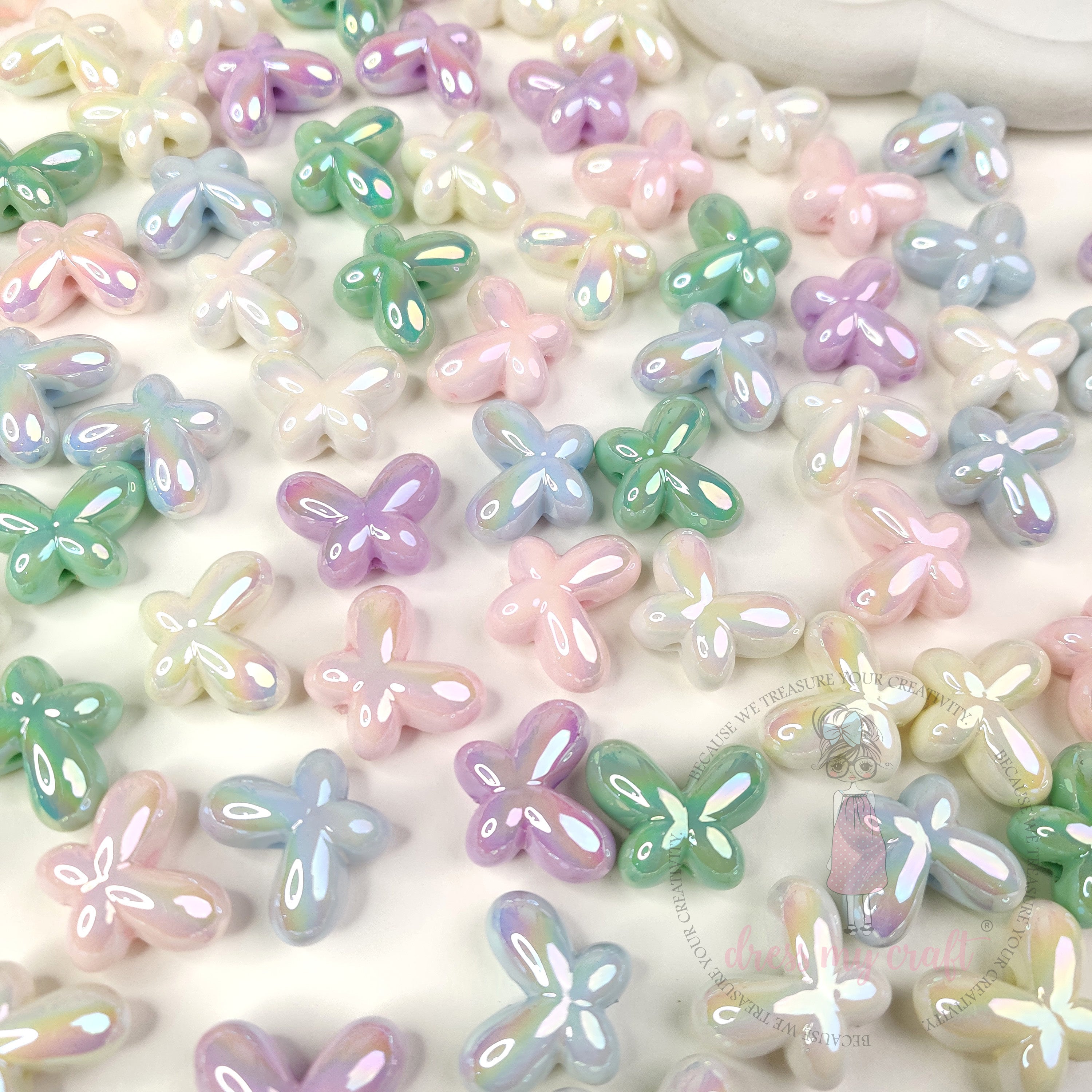 3D Holographic Multicolor Butterfly Beads