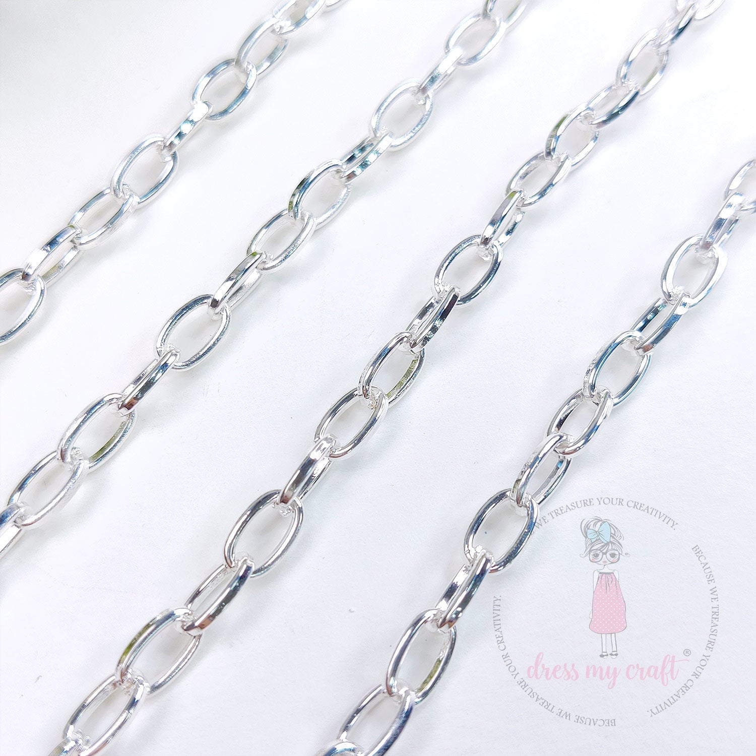 Rectangle Oval Chain - Silver