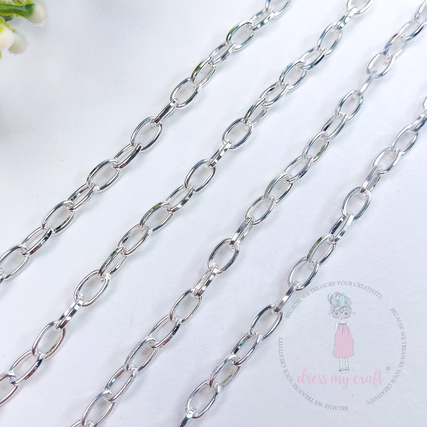 Rectangle Oval Chain - Silver