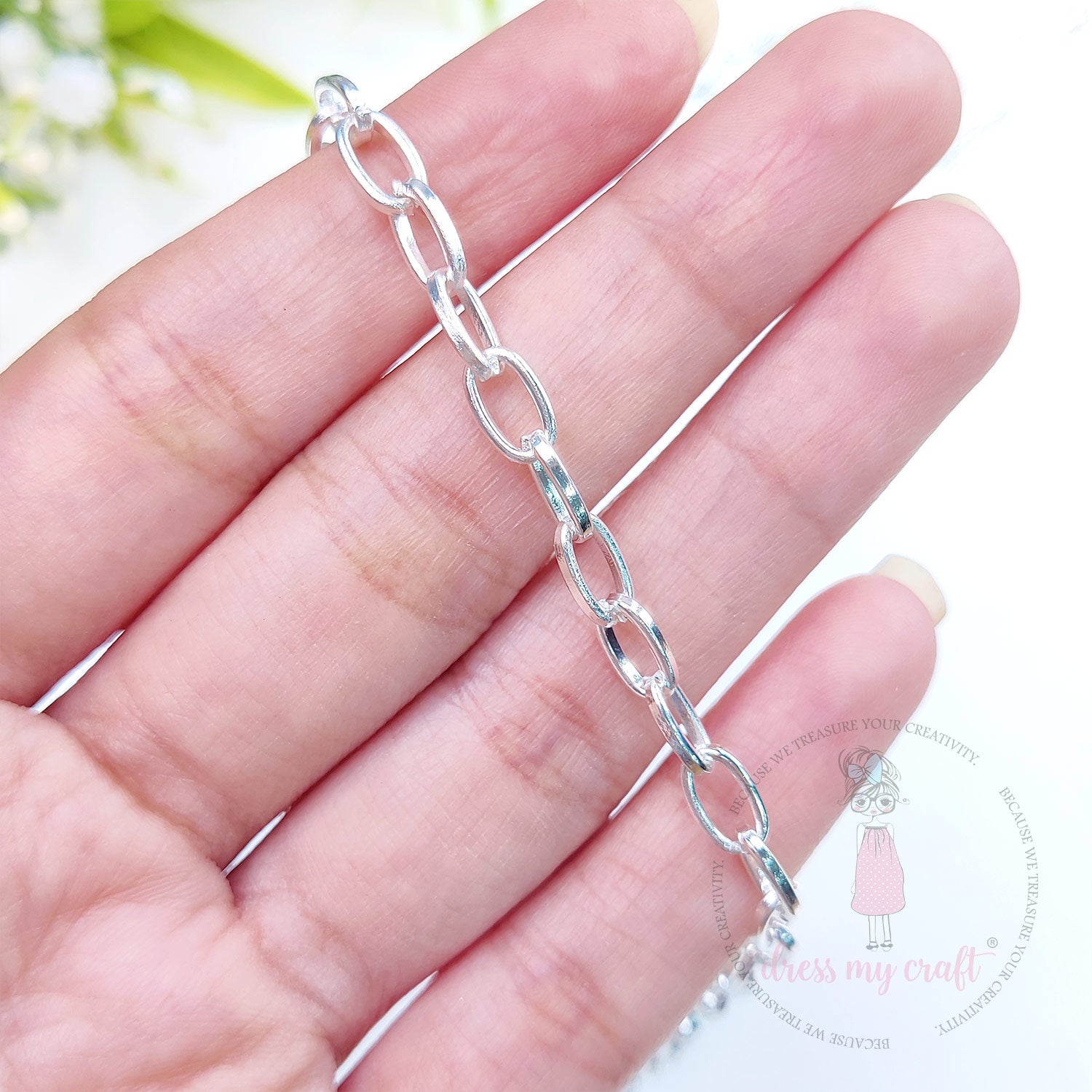 Rectangle Oval Chain - Silver