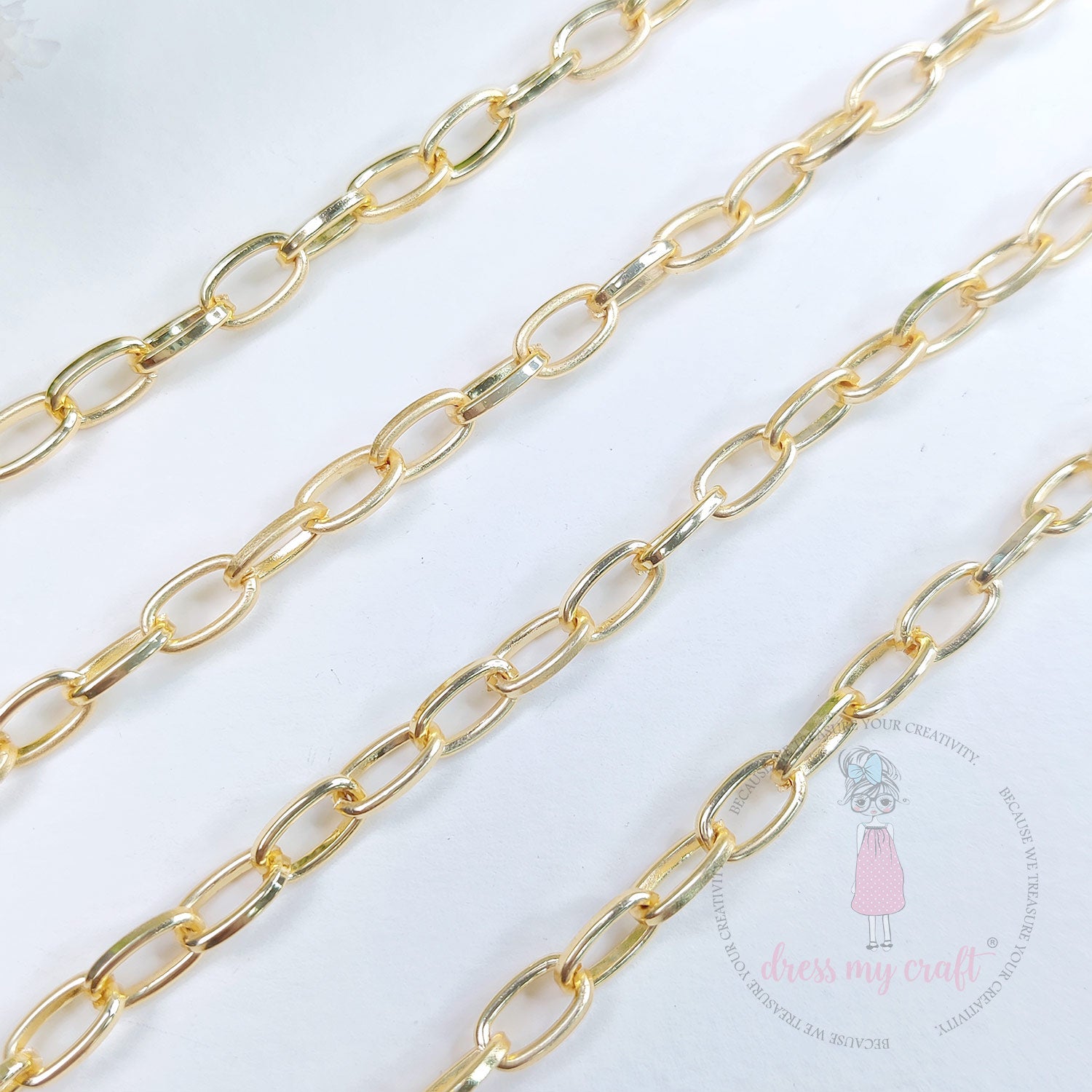 Rectangle Oval Chain - Golden