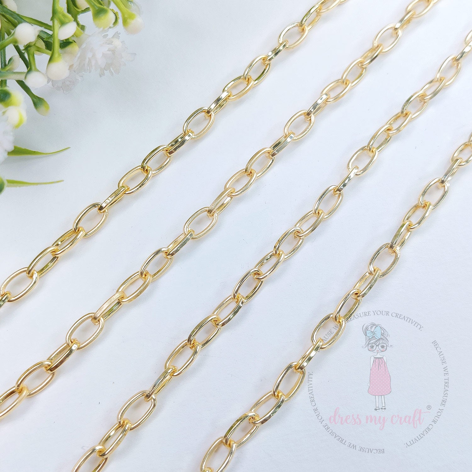 Rectangle Oval Chain - Golden